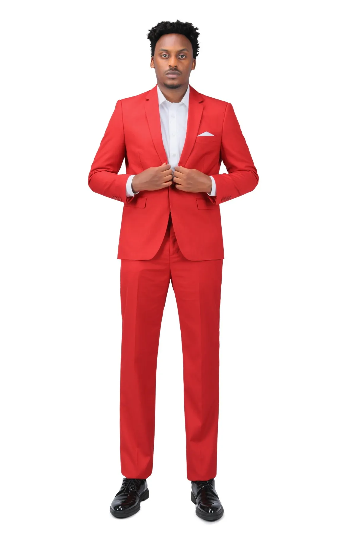 2-Piece Slim Fit Simple Designed Red Suit