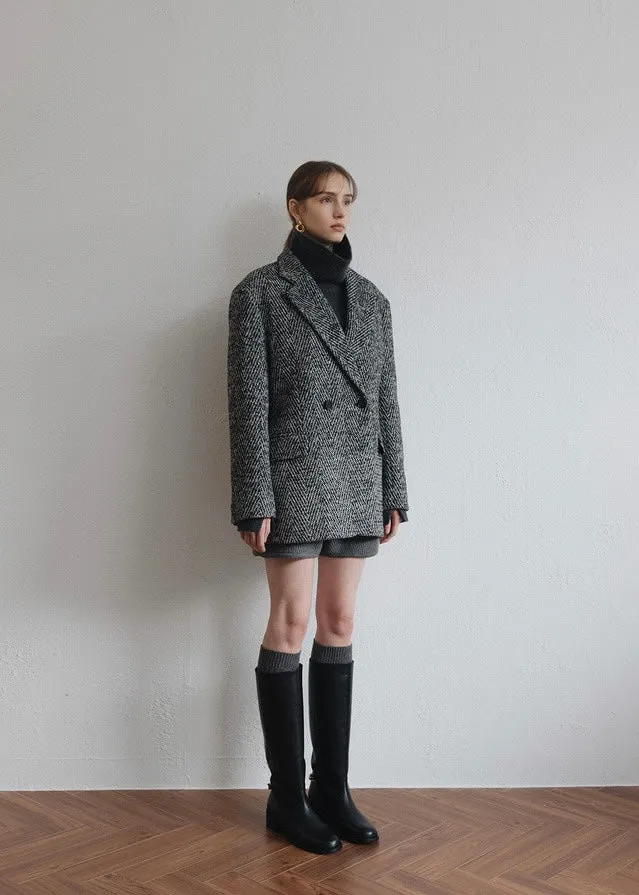 [2ND] ELBORN | Lucas Wool Double Coat (Black)