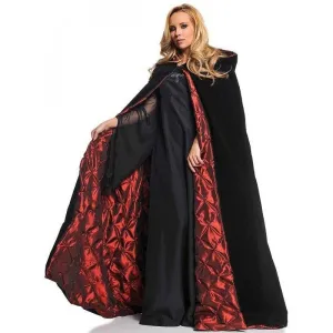 63” Deluxe Velvet & Satin Cape With Embossed Lining Red