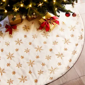 90cm Sequin Snowflakes Christmas Tree Skirt - Jingle Jollys