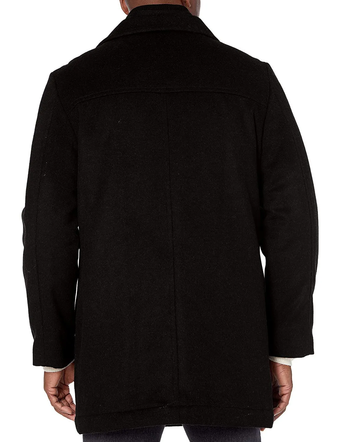 Adam Baker Men's Classic Fit Top Coat Wool Blend Overcoat Car Coat with Bib (Including Big & Tall)