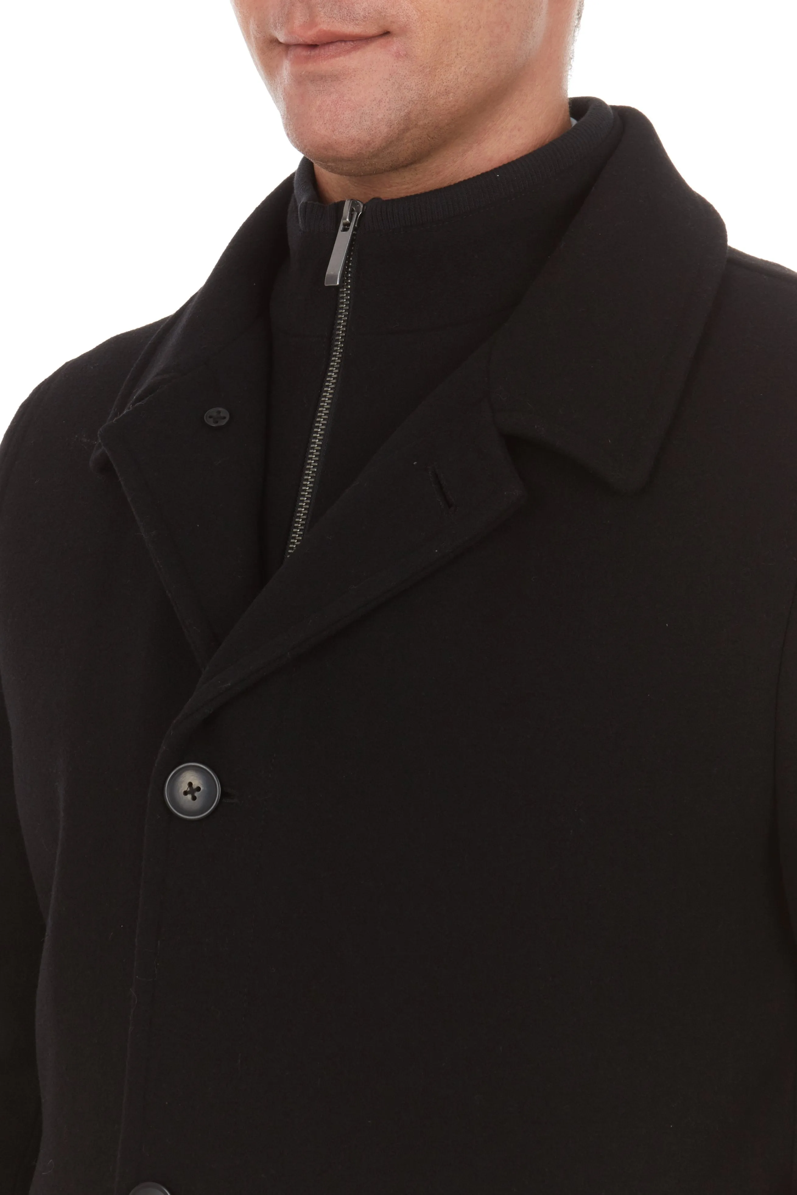 Adam Baker Men's Classic Fit Top Coat Wool Blend Overcoat Car Coat with Bib (Including Big & Tall)