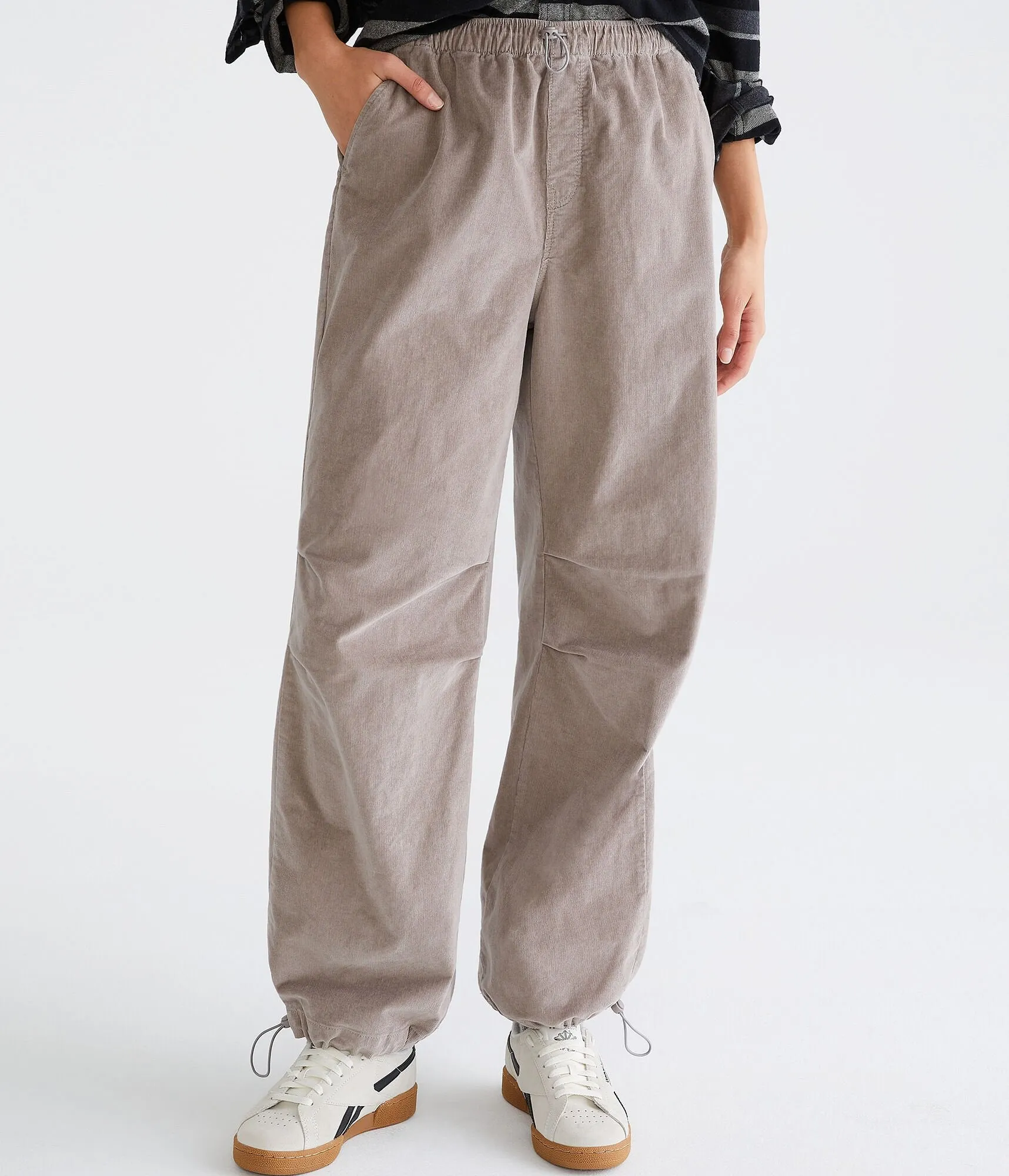 Aeropostale Womens' High-Rise Corduroy Parachute Pants - Grey - Size S - Cotton - Teen Fashion & Clothing Wayfarer Grey