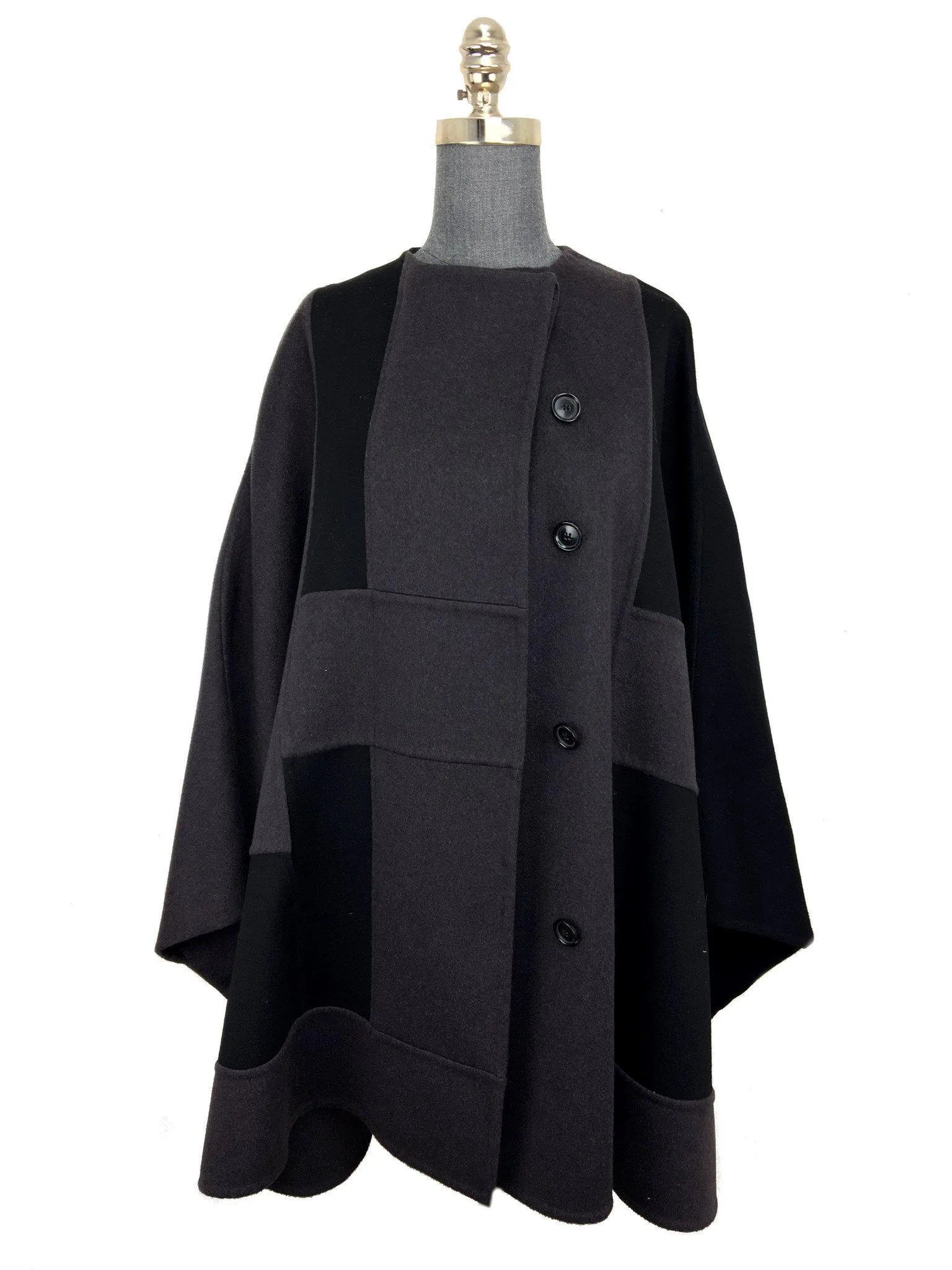 Akris Cashmere Colorblock Cape Jacket Size L