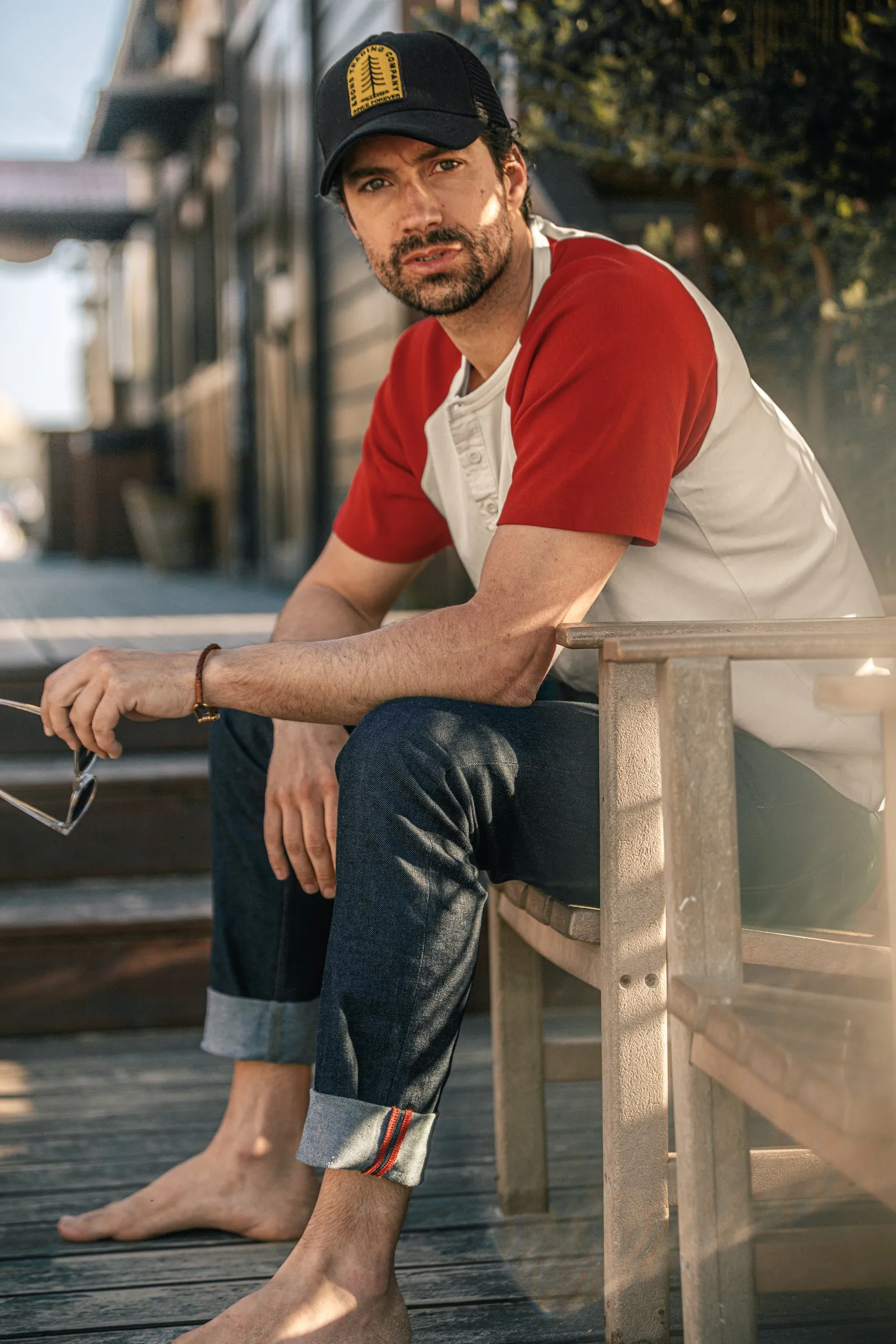 &SONS The Chariot Henley T-Shirt Raw/Red