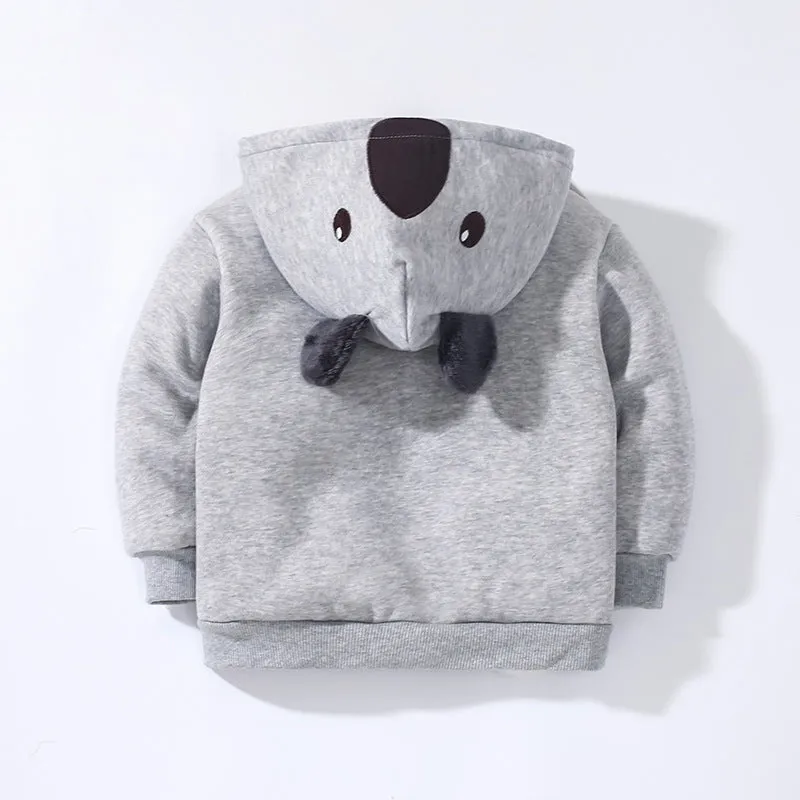 Baby Boy Solid Color Cartoon Bear Shape Design Fleece Thermal Zipper Jacket by MyKids-USA™