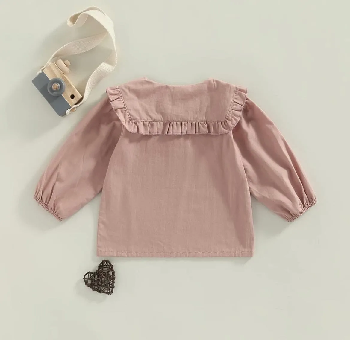 Baby Girl Peter Pan Collar Blouse - Dusty Pink