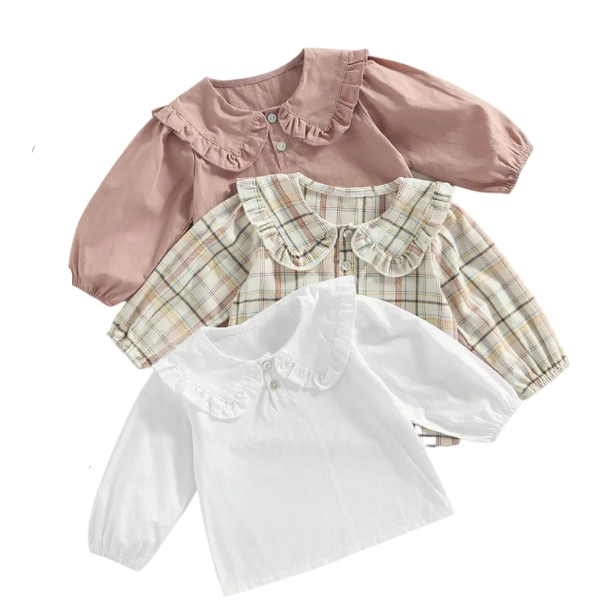 Baby Girl Peter Pan Collar Blouse - Dusty Pink