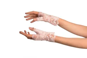 Baby Pink Lace All Over Fingerless Gloves