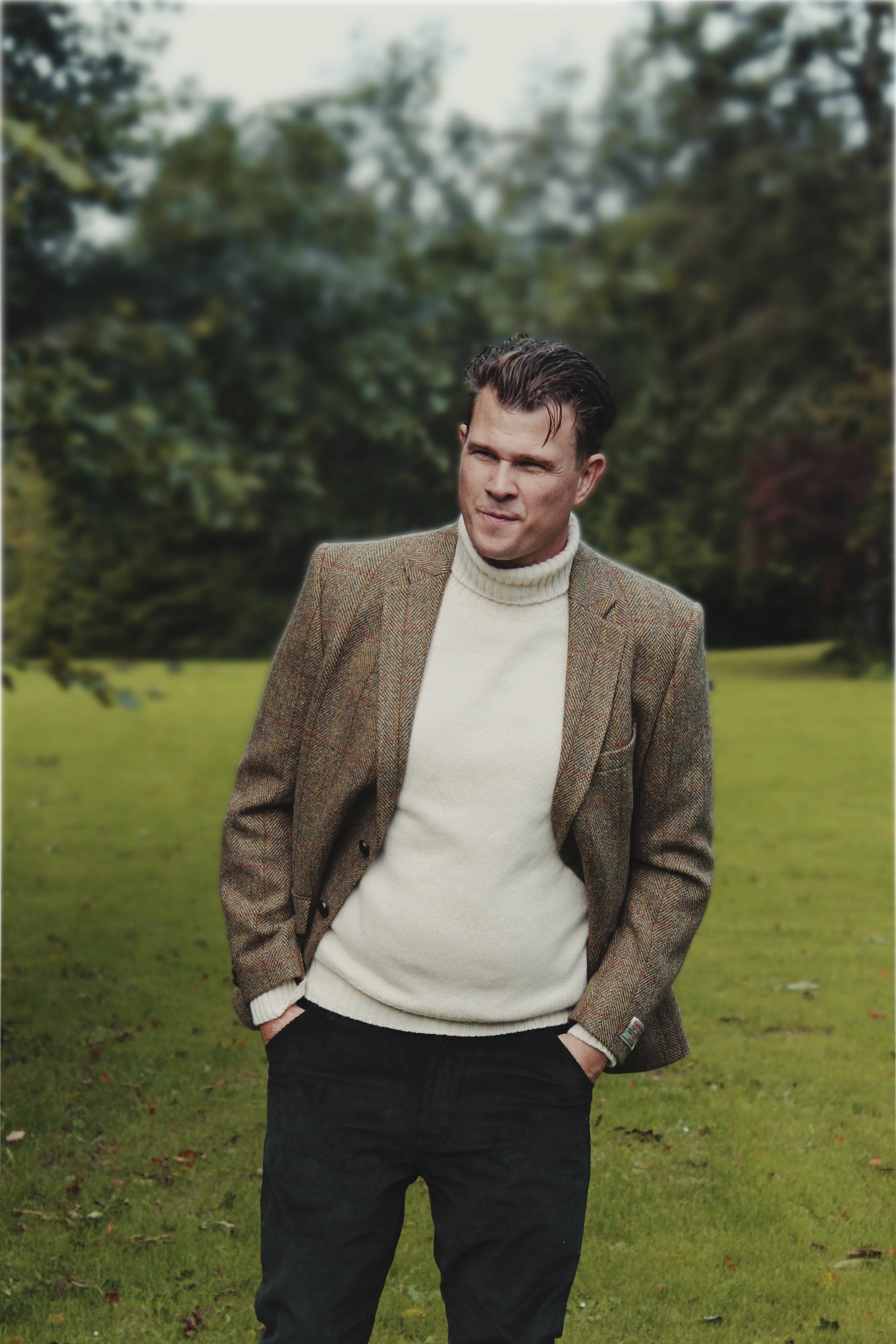 Ballater Roll Neck rullekravesweater, Almond White, Geelong lammeuld