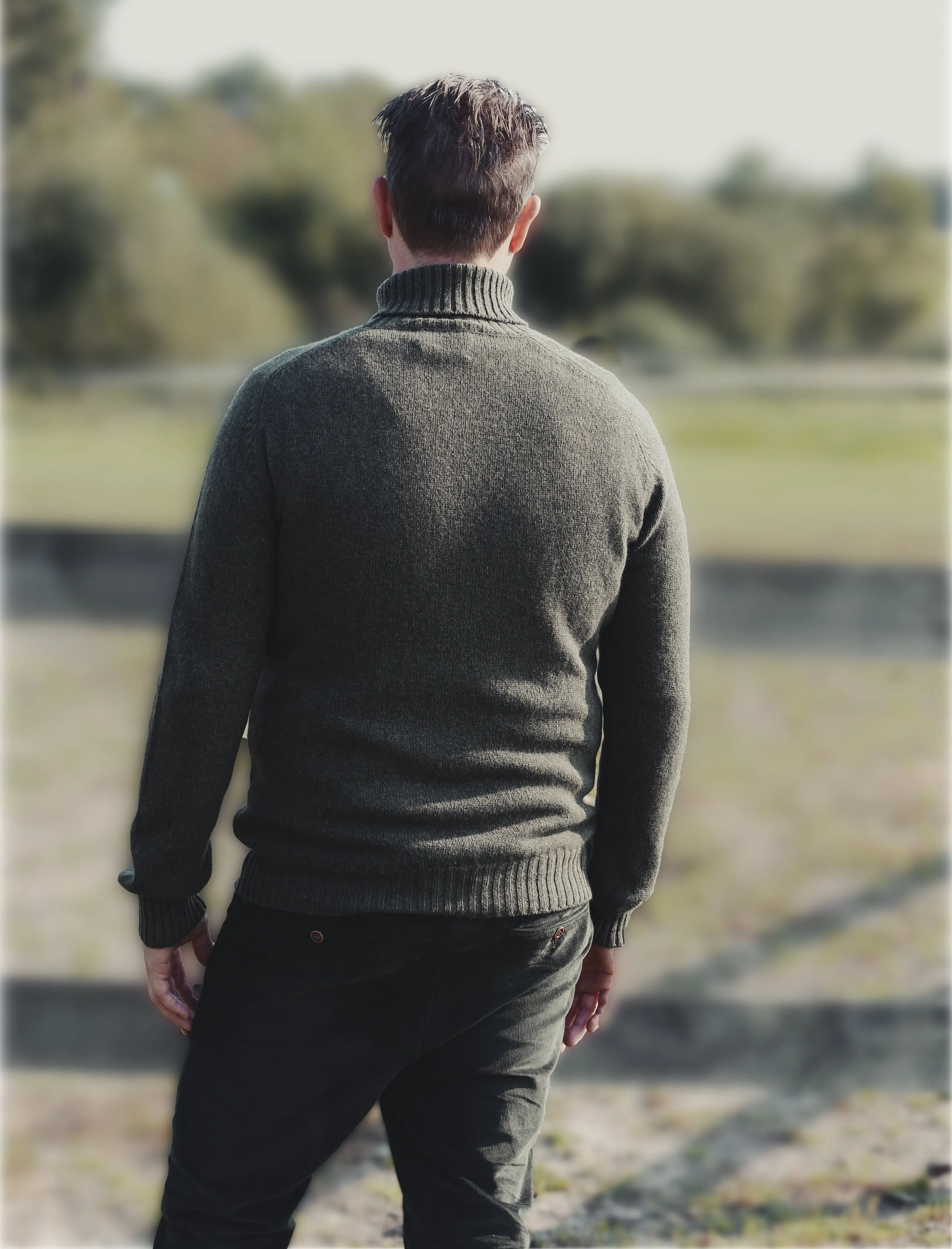 Ballater Roll Neck rullekravesweater, Loden Green, Geelong lammeuld