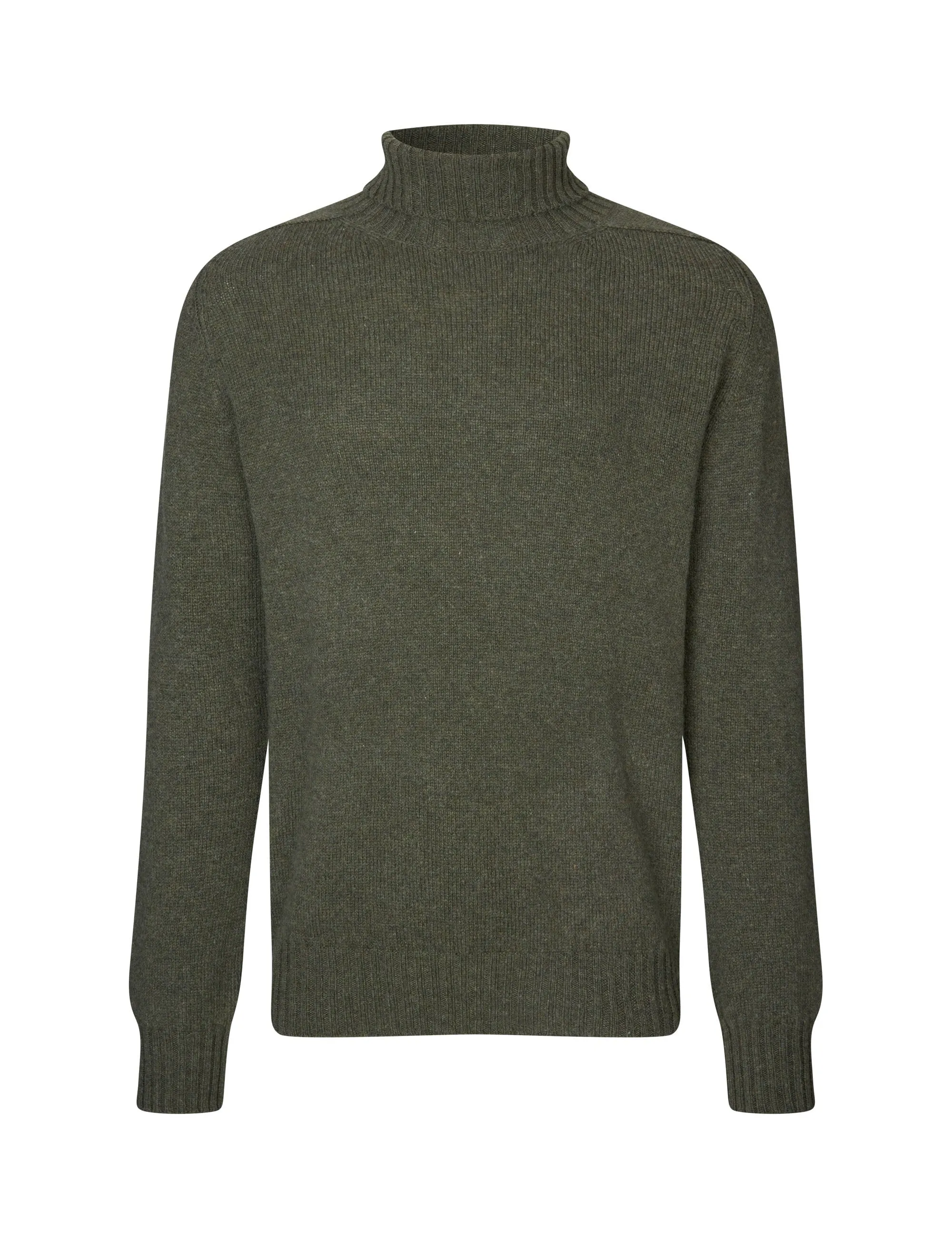 Ballater Roll Neck rullekravesweater, Loden Green, Geelong lammeuld