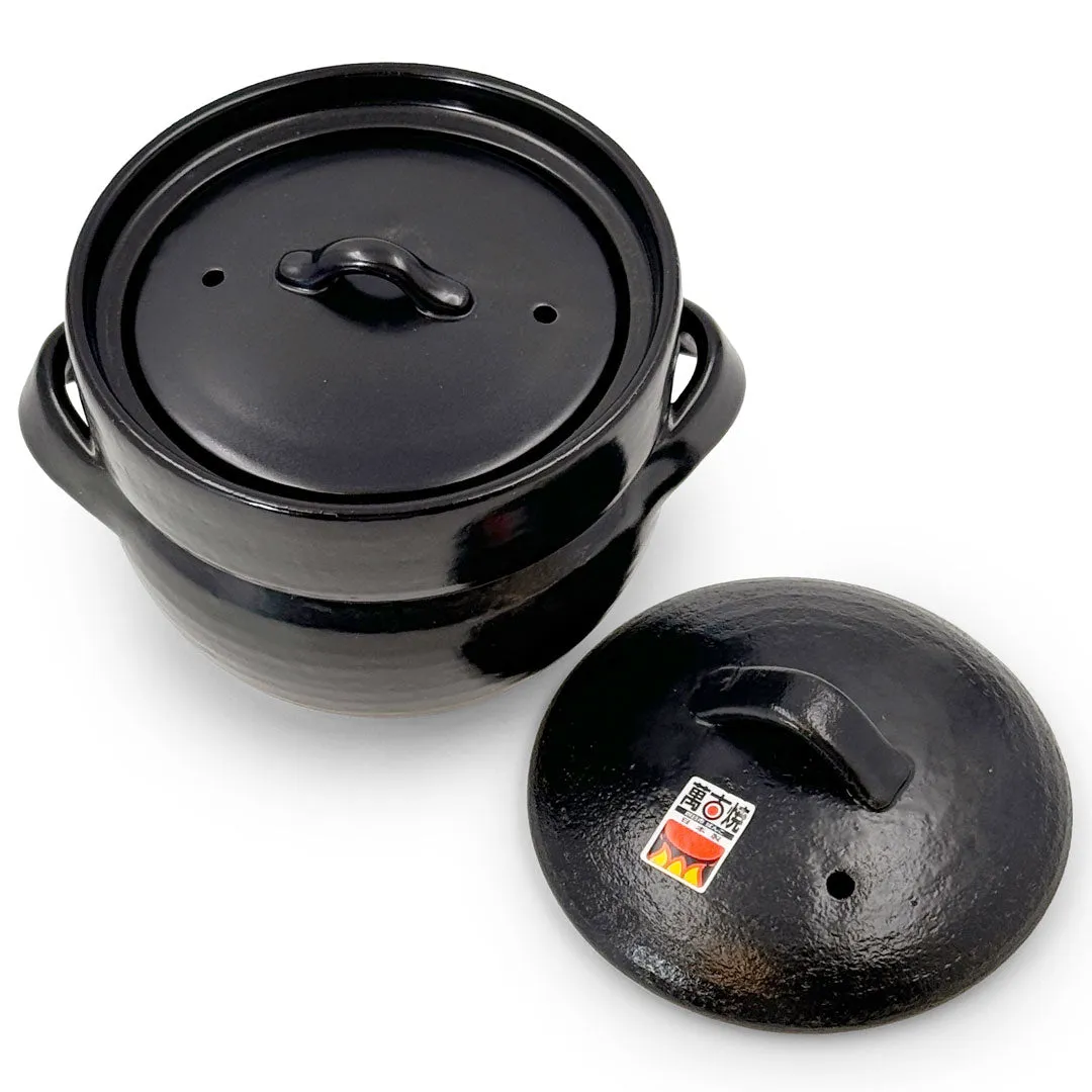 Banko Earthenware Double Lid Rice Cooking Pot 2 Cup