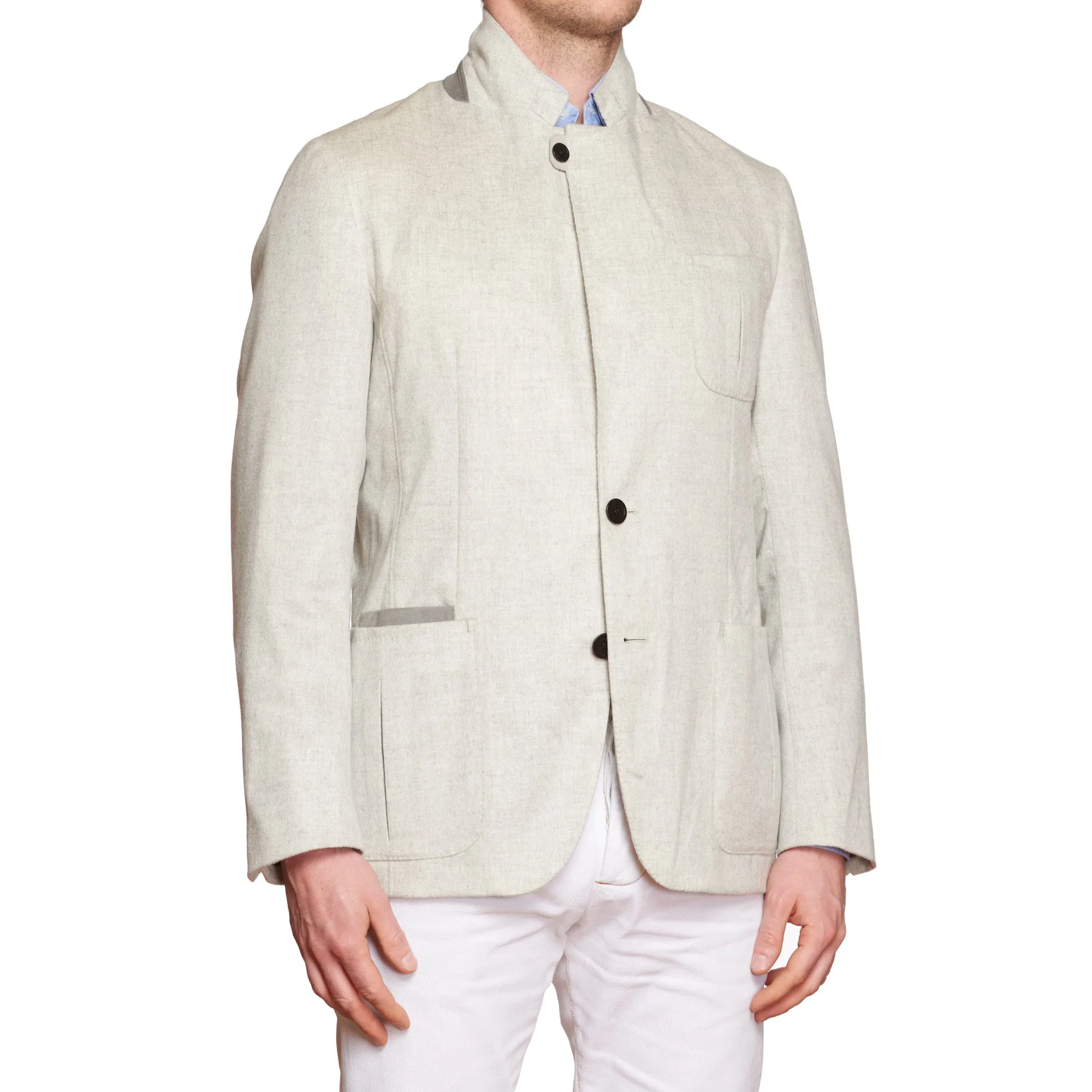 BERLUTI Paris Melange Light Gray Cashmere Blazer Jacket Size R50 US 40