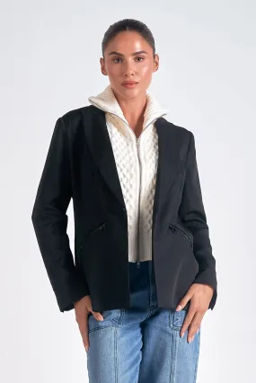 Black Blazer with Ivory Sweater Insert