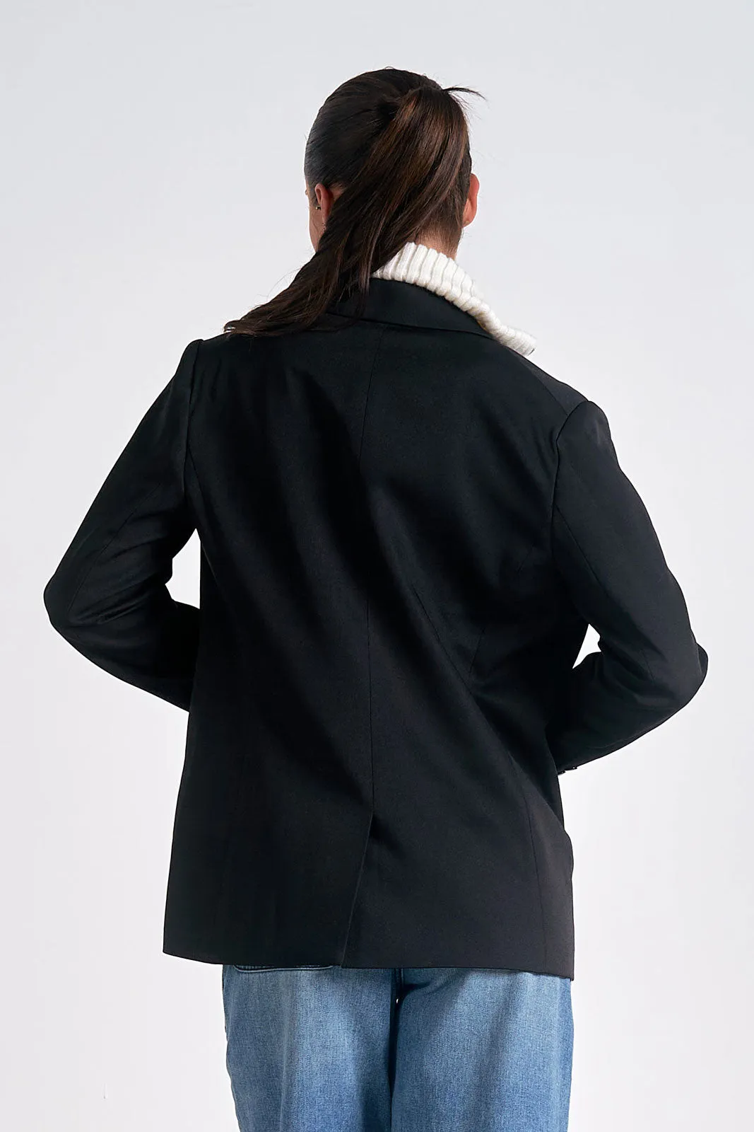 Black Blazer with Ivory Sweater Insert