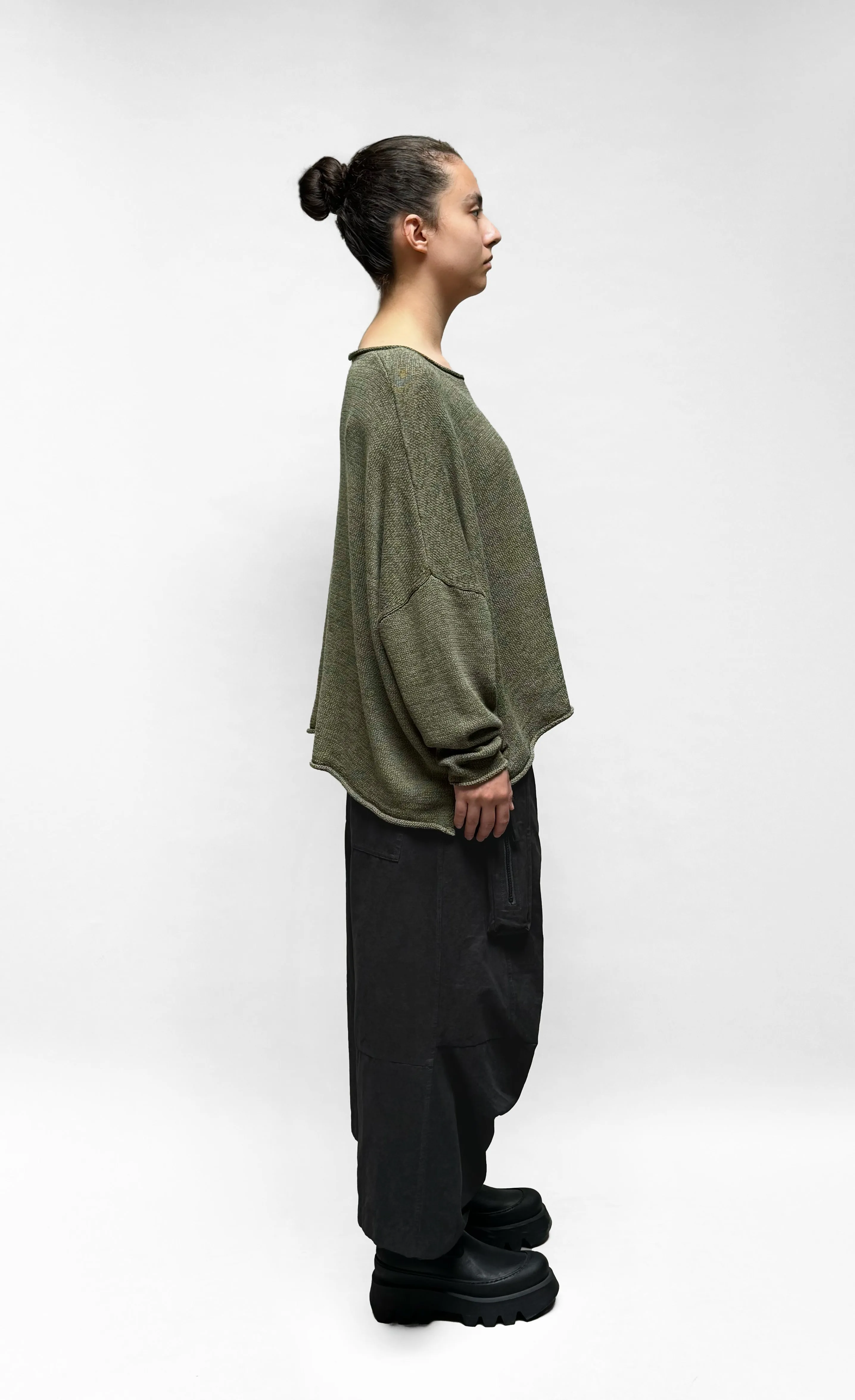 BLACK LABEL Boxy Knit Pullover in Black