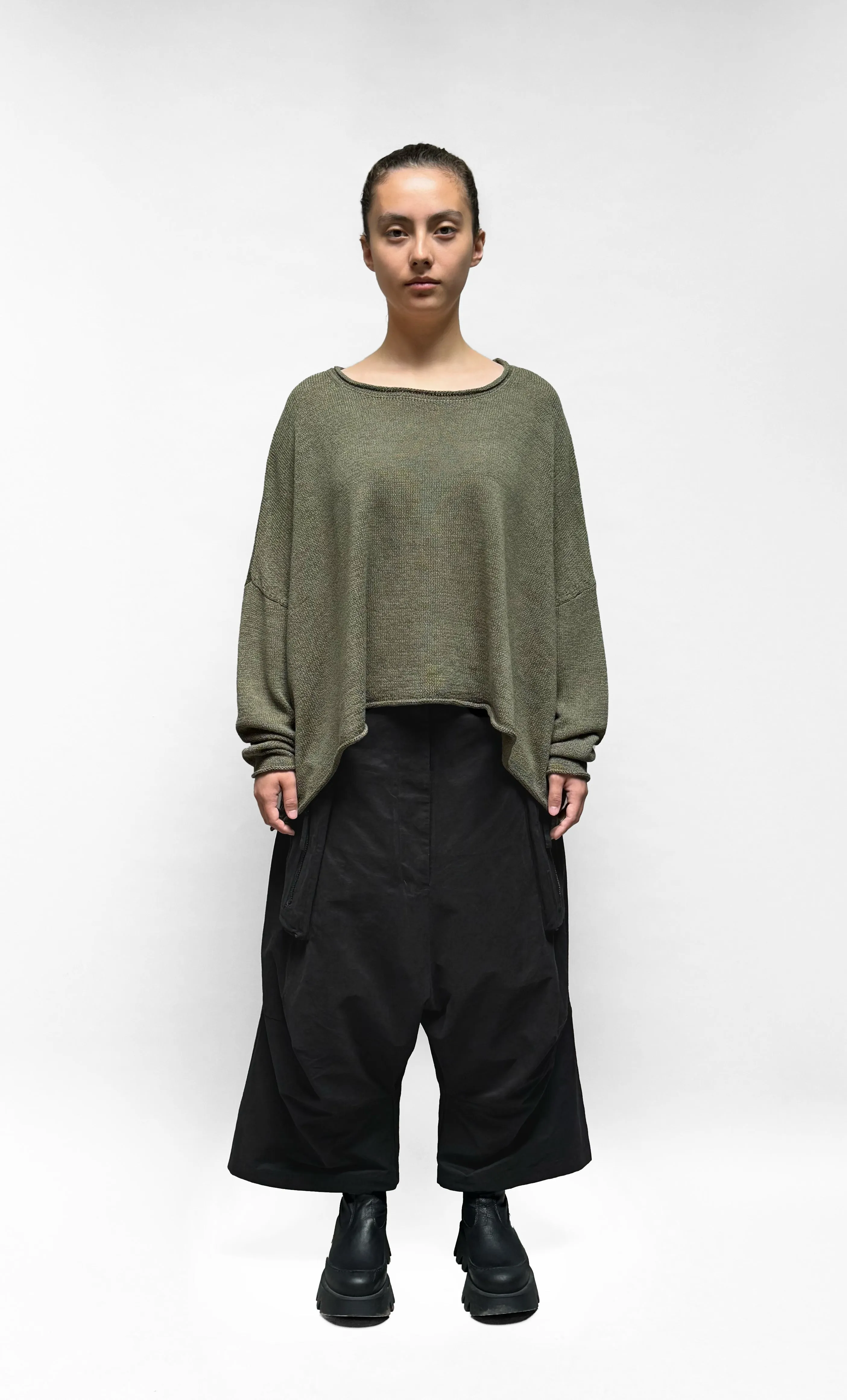 BLACK LABEL Boxy Knit Pullover in Camp