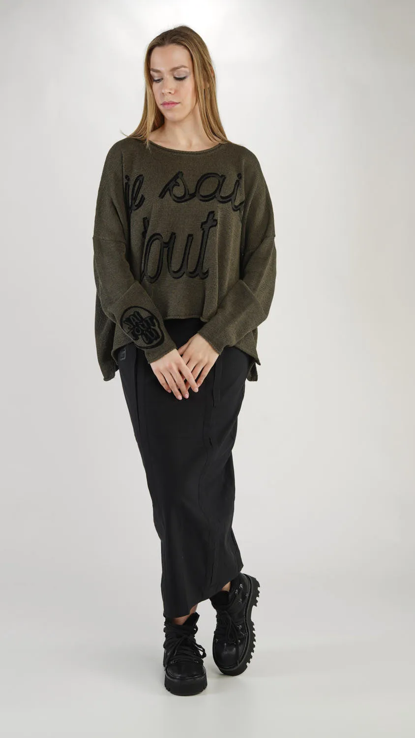 BLACK LABEL Boxy Knit Pullover in Jungle Print