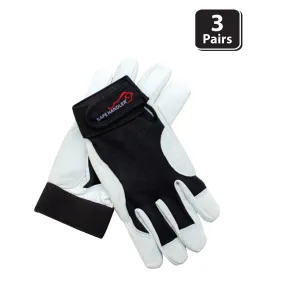 Black/White Reinforced Gloves, Secure Hook & Loop Closure - Bison Life