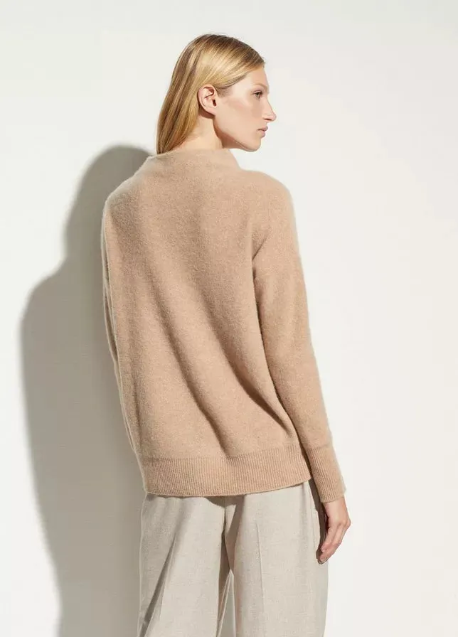 Boiled Cashmere Funnel Neck Pullover in Camel