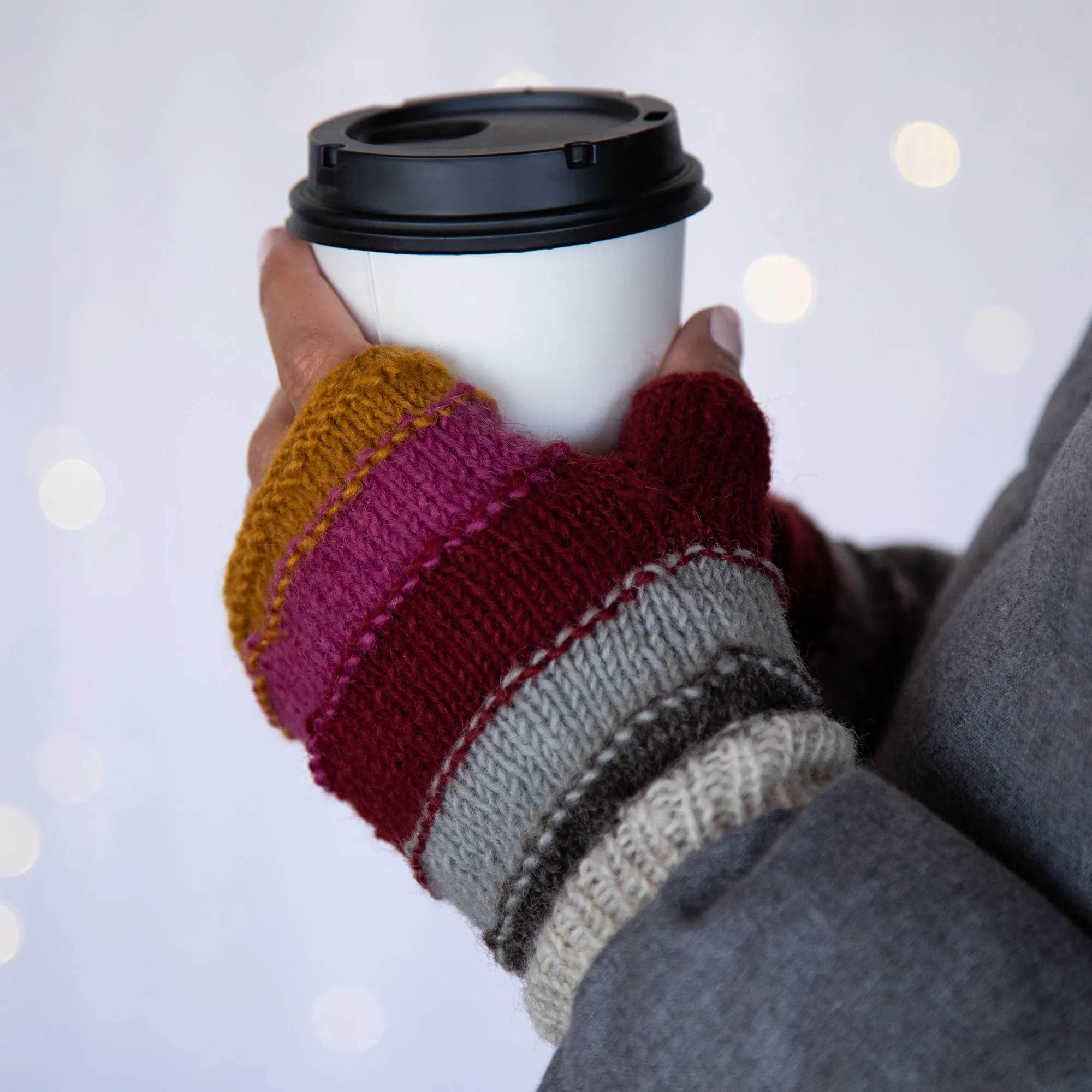 Bold Stripes Hand Knit Hand Warmers