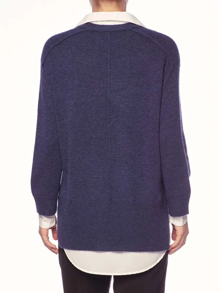 BROCHU WALKER - V Neck Layered Pullover in Atlas Melange with white underlayer