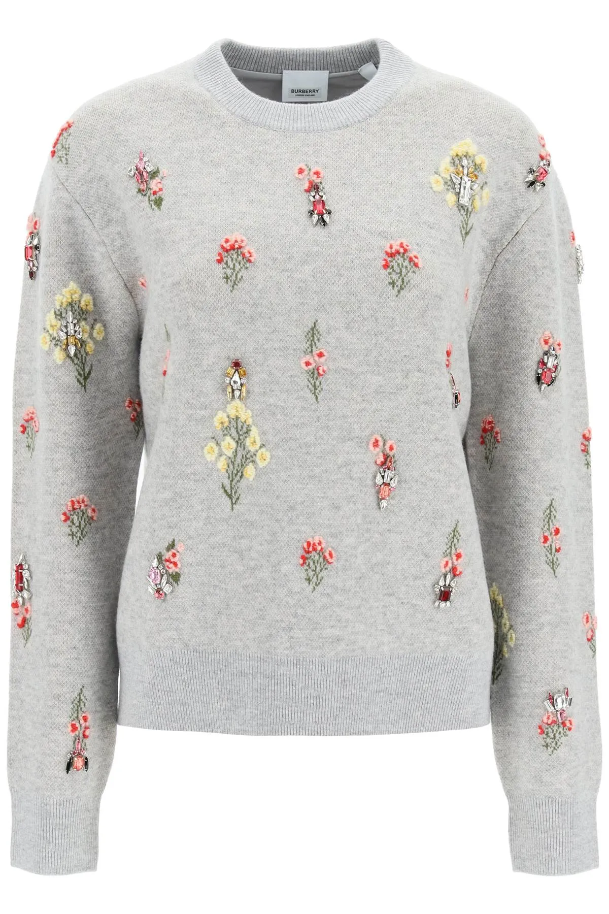 Burberry 'lorena' pullover with floral embroidery and crystals