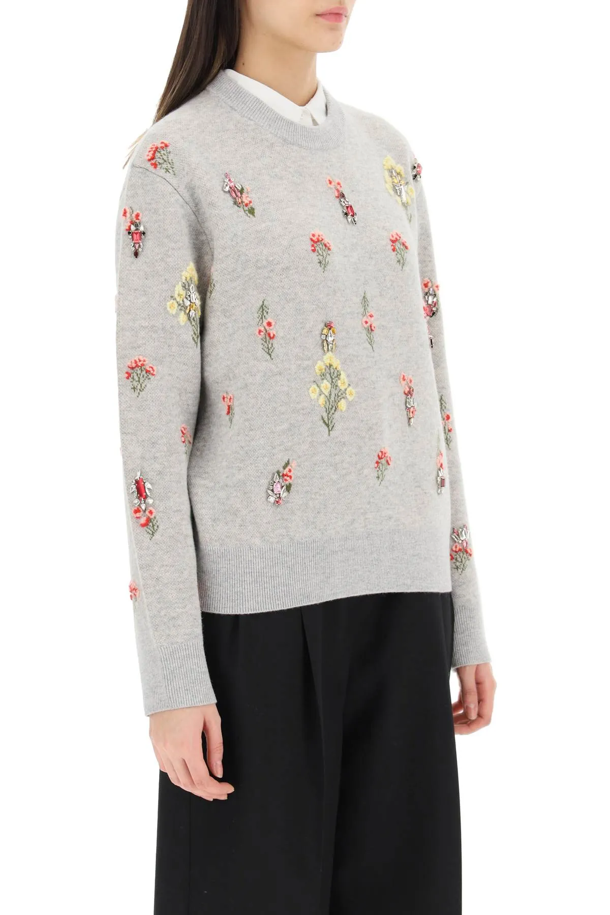 Burberry 'lorena' pullover with floral embroidery and crystals