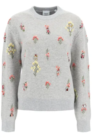 Burberry 'lorena' pullover with floral embroidery and crystals