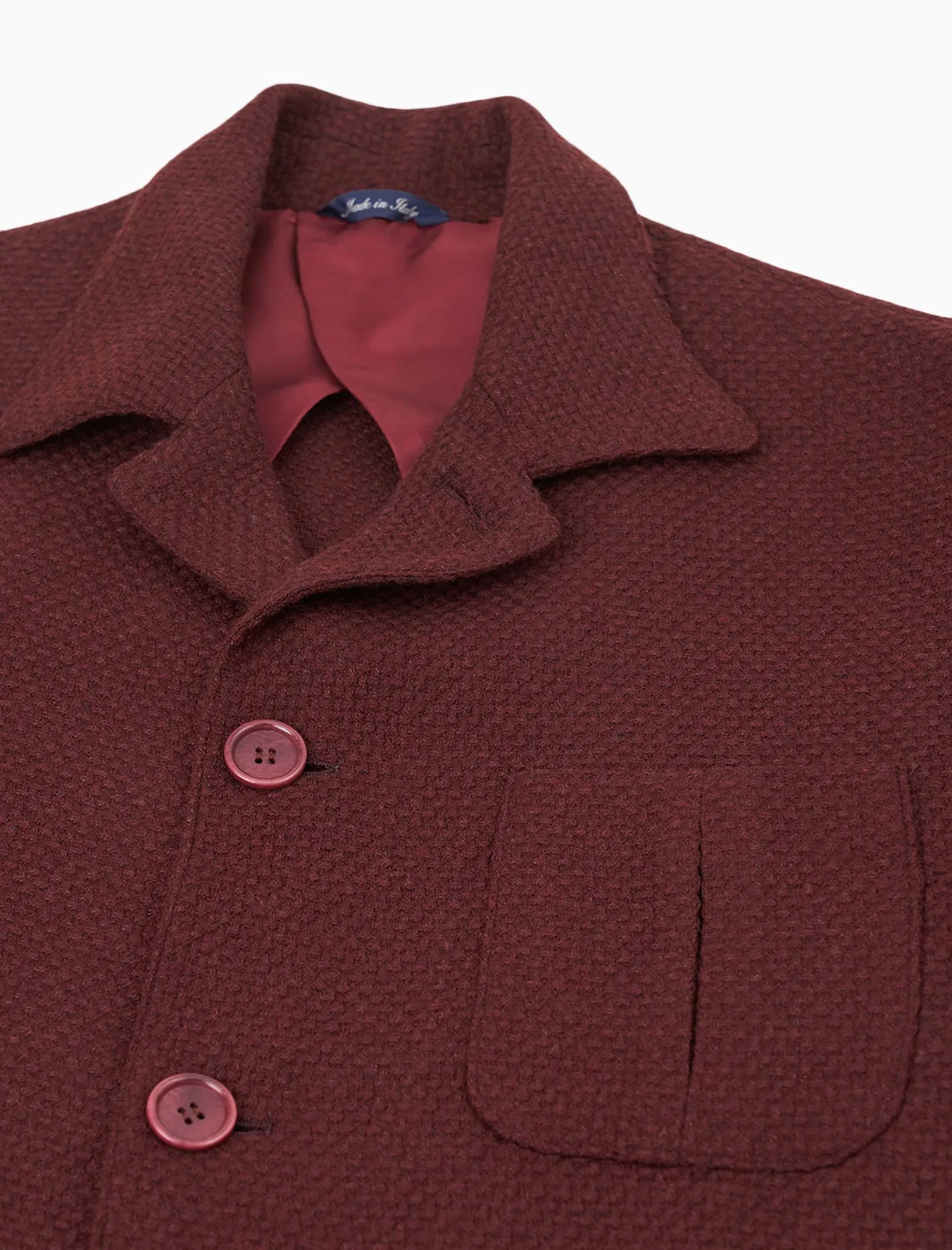 Burgundy Basket Weave Wool & Cashmere Shacket