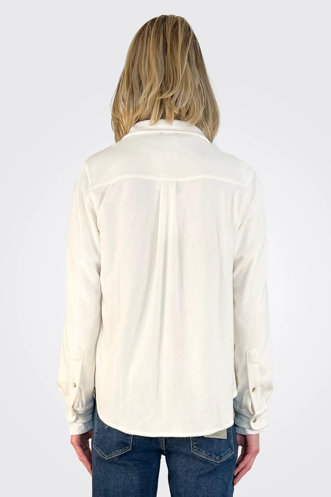 Button Up Shacket - White