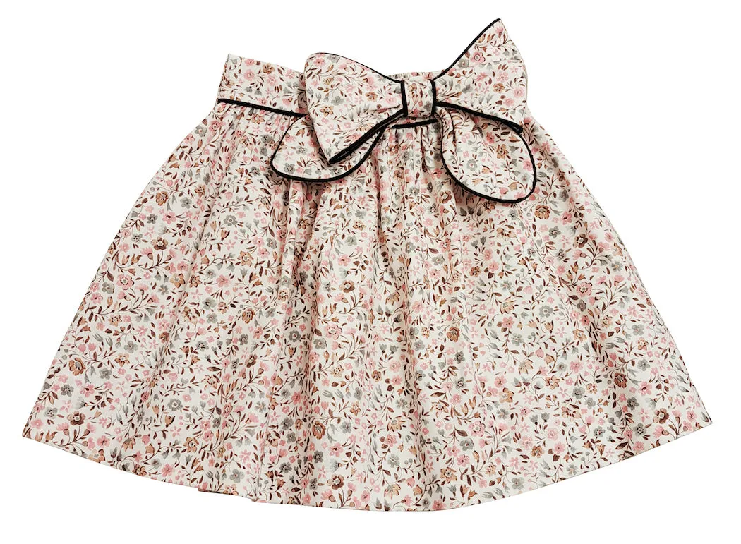 Cary Collection - Fall Floral print girl's bow skirt