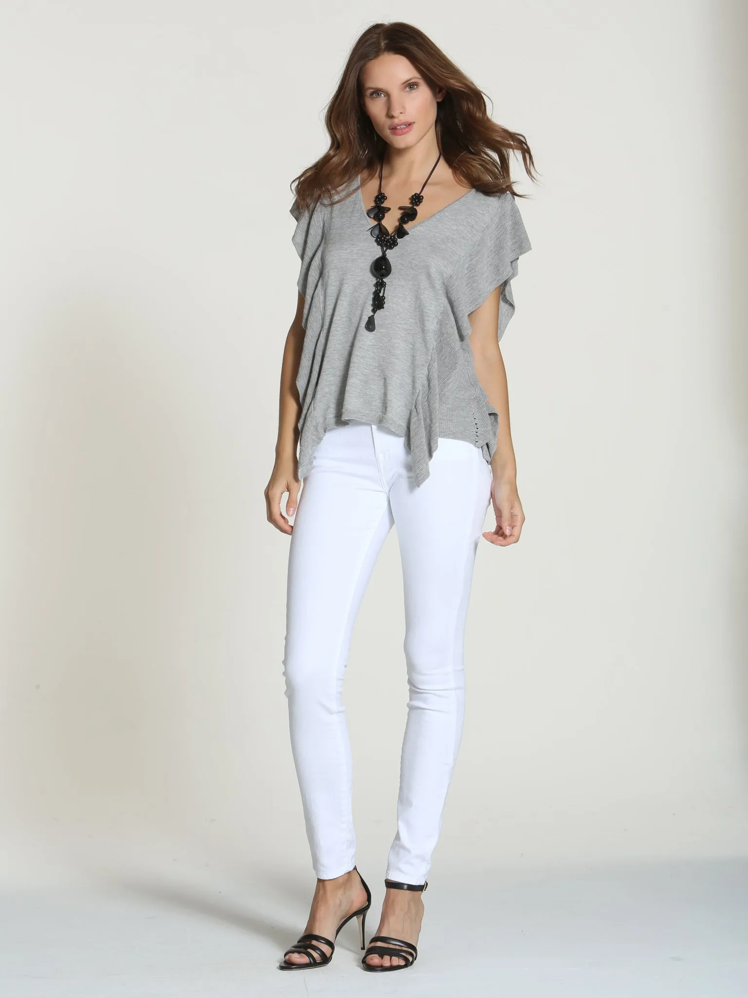 Cascade Ruffle Tank - Grey