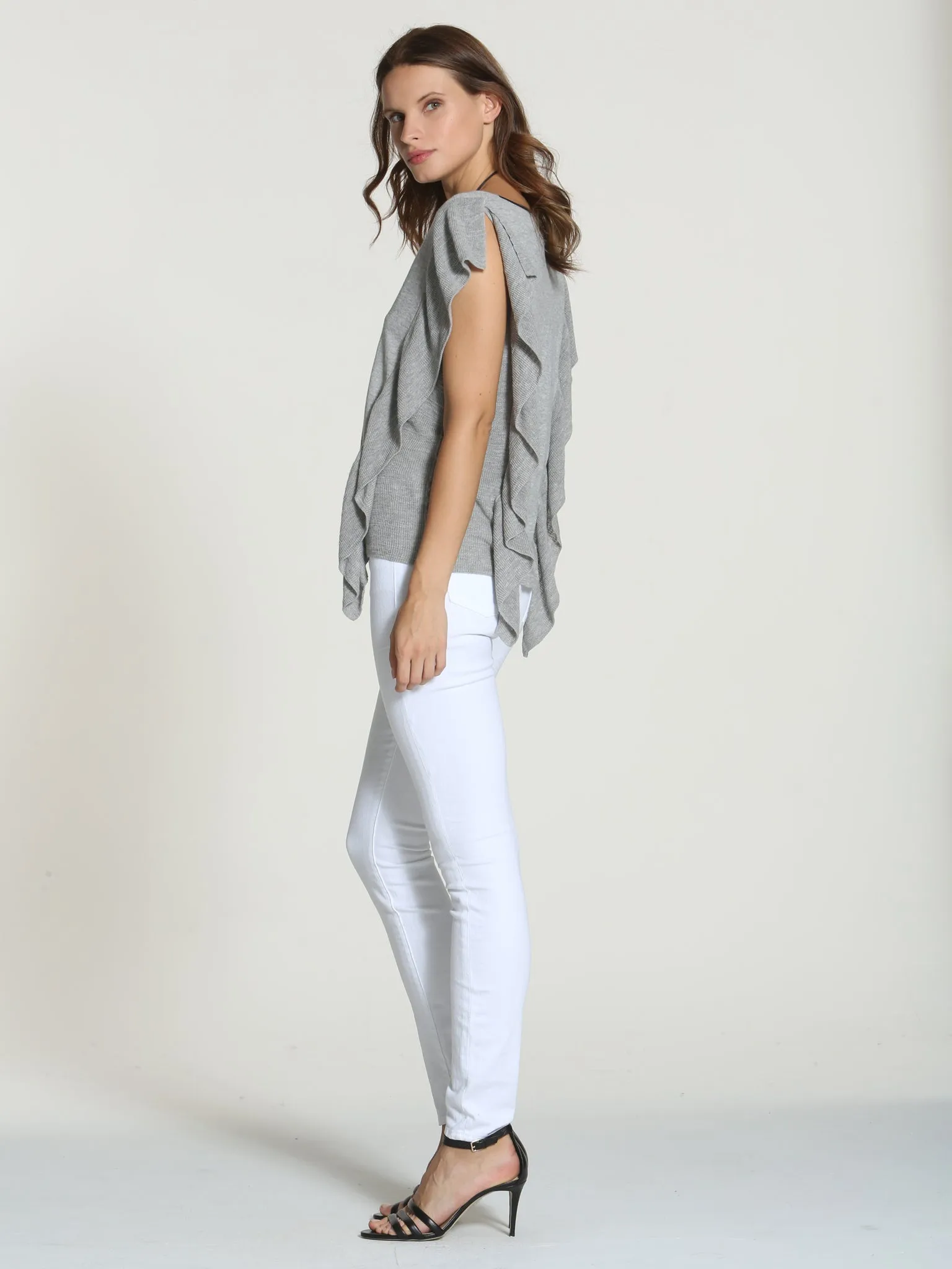 Cascade Ruffle Tank - Grey