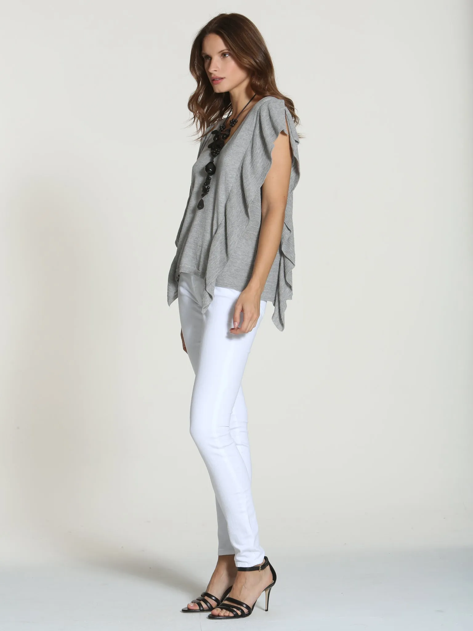 Cascade Ruffle Tank - Grey