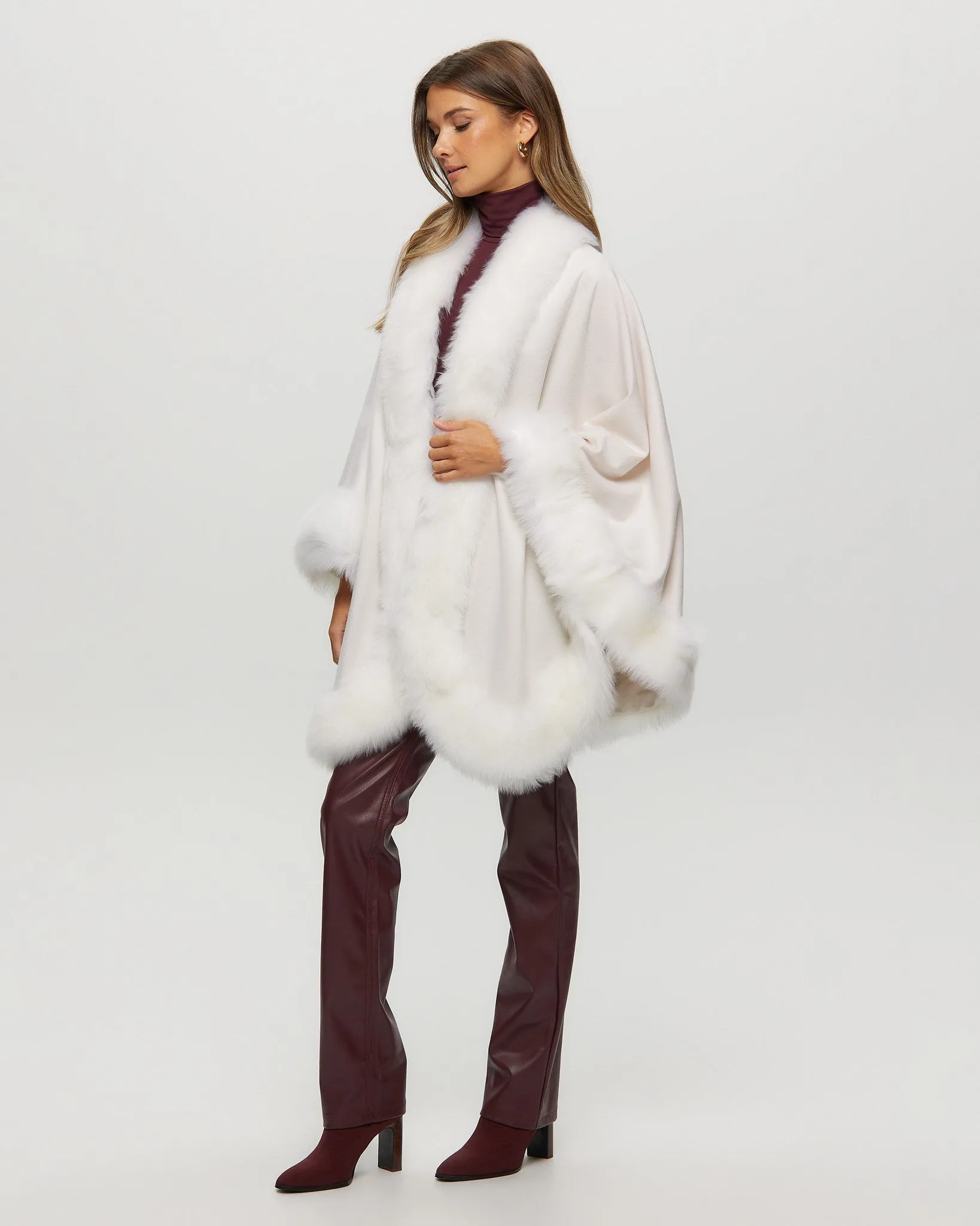 Cashmere Cape with Toscana Shearling Lamb Trim