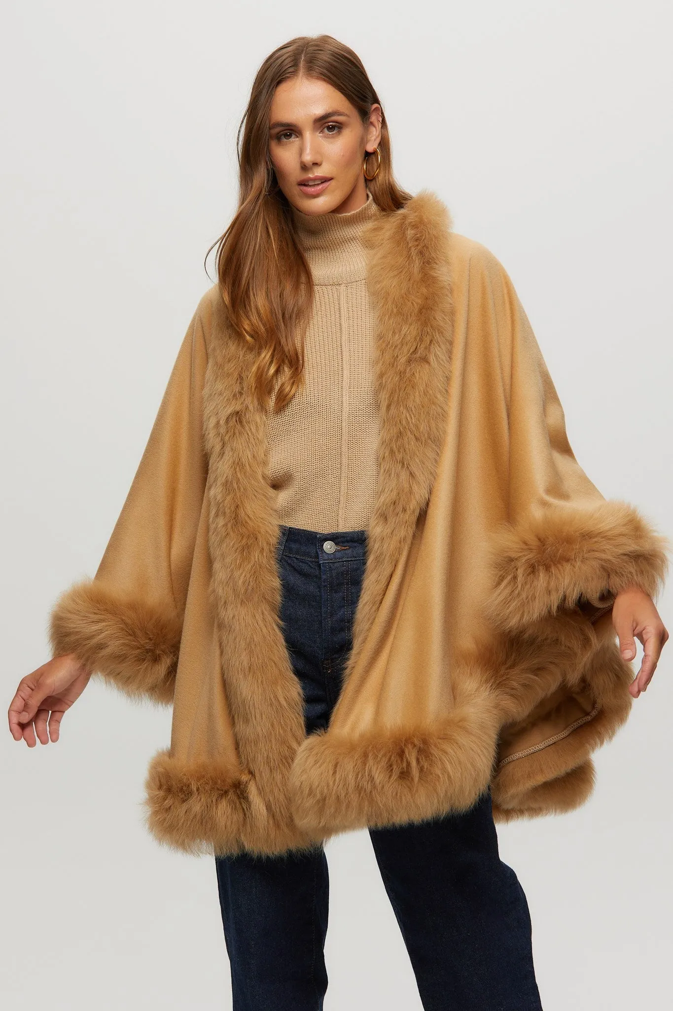 Cashmere Cape with Toscana Shearling Lamb Trim