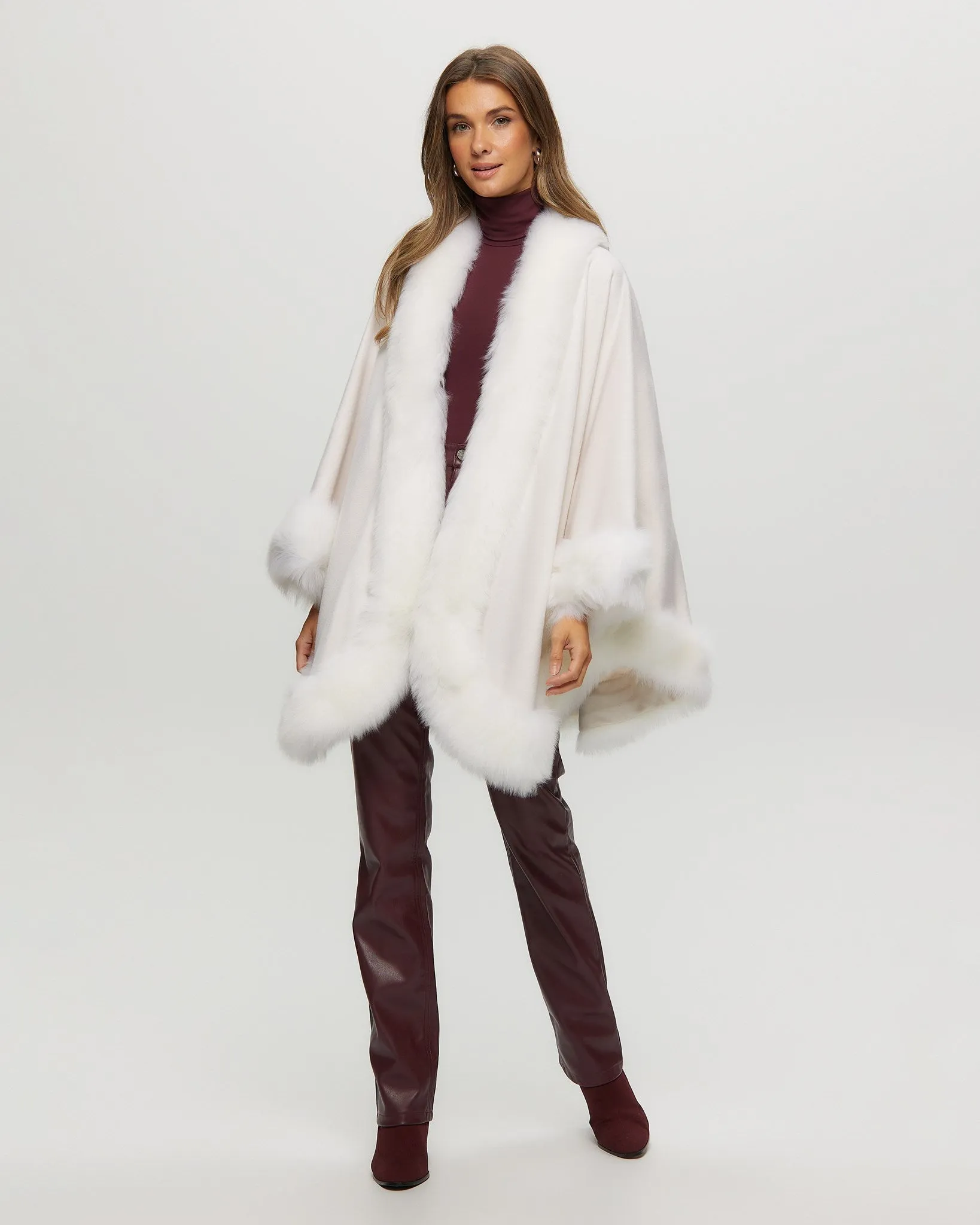 Cashmere Cape with Toscana Shearling Lamb Trim