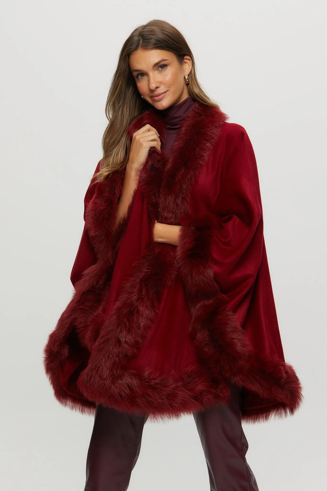 Cashmere Cape with Toscana Shearling Lamb Trim