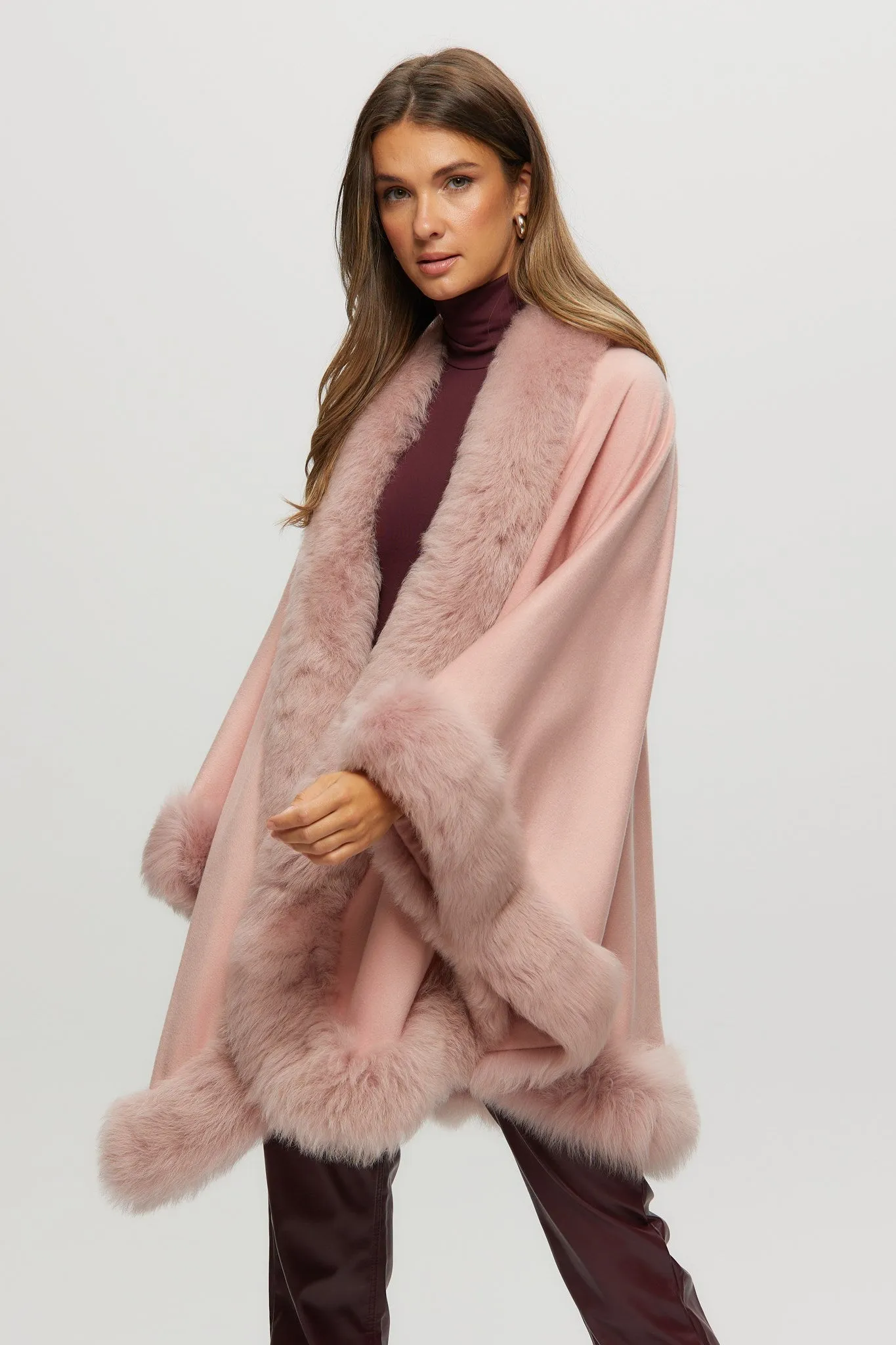 Cashmere Cape with Toscana Shearling Lamb Trim