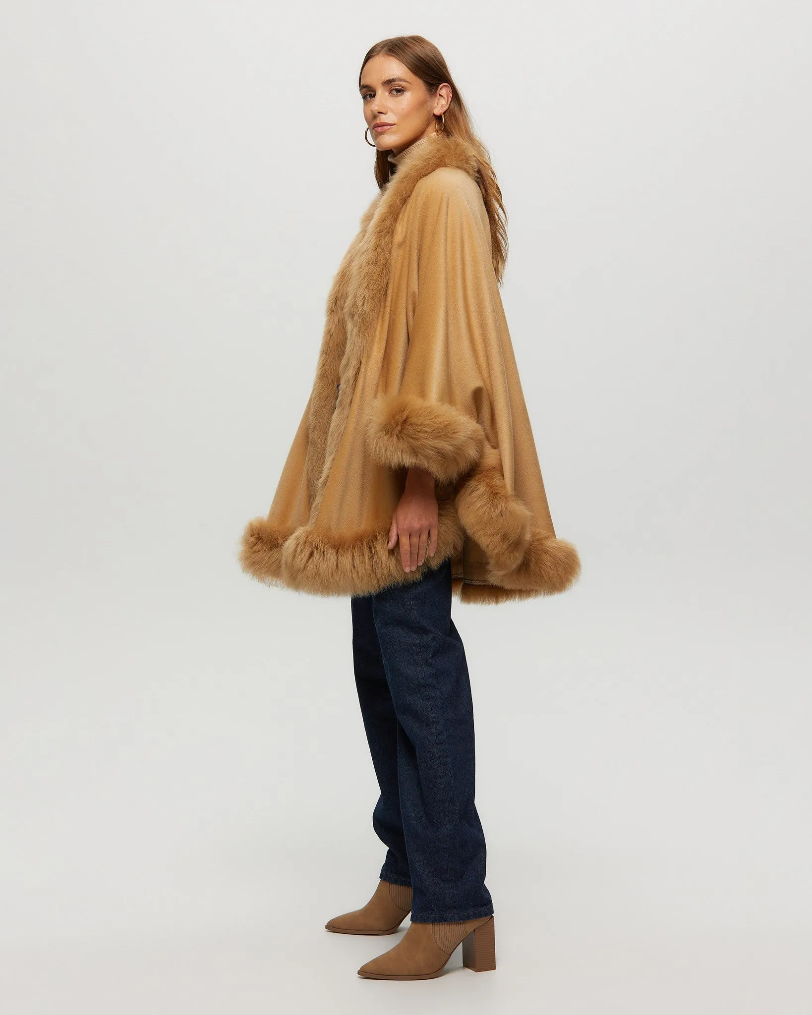 Cashmere Cape with Toscana Shearling Lamb Trim