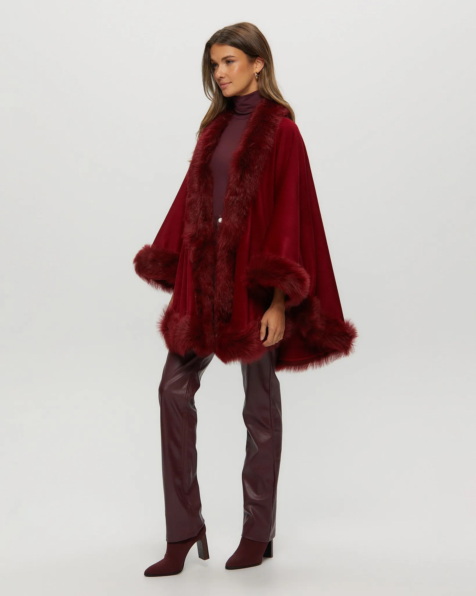 Cashmere Cape with Toscana Shearling Lamb Trim