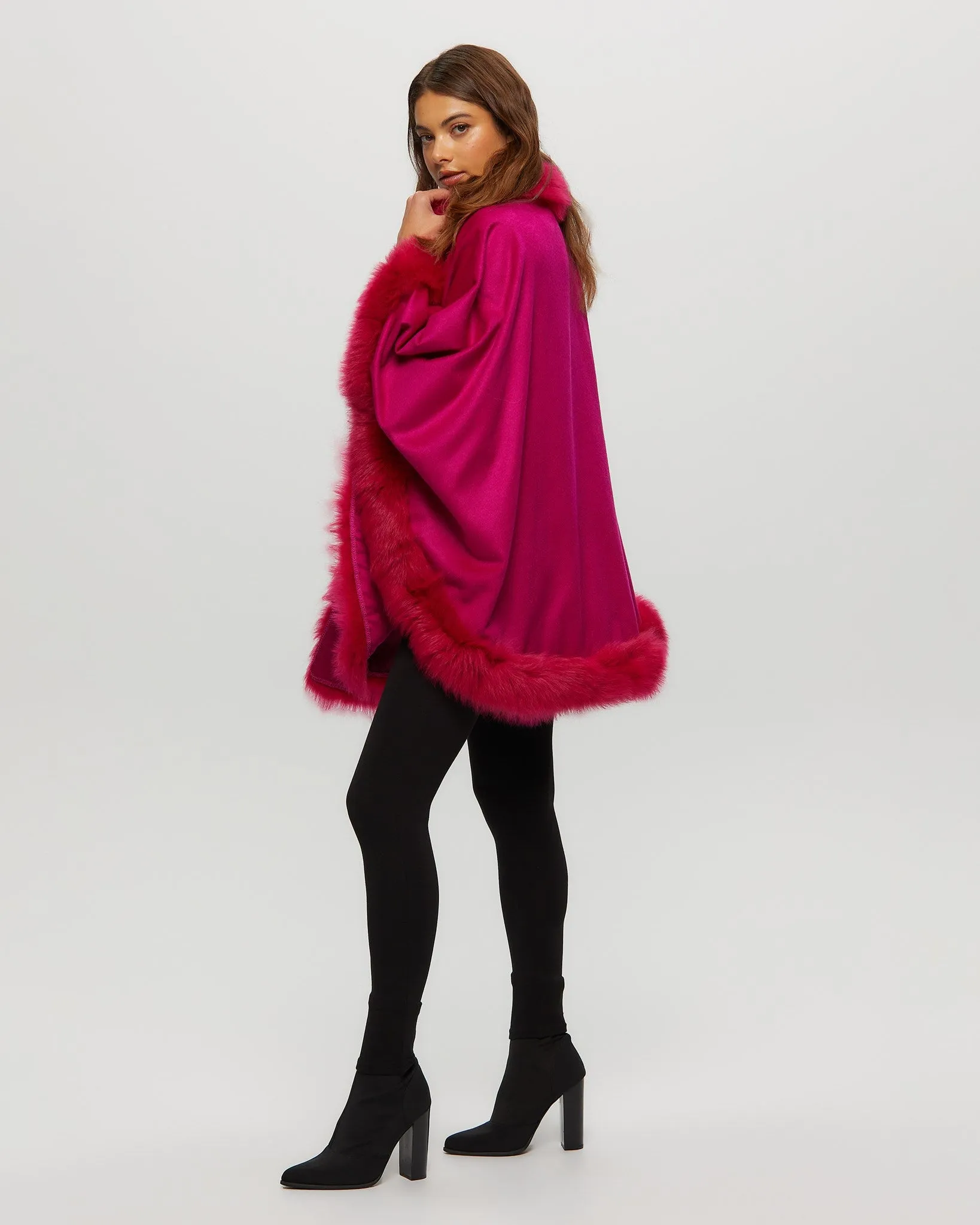 Cashmere Cape with Toscana Shearling Lamb Trim