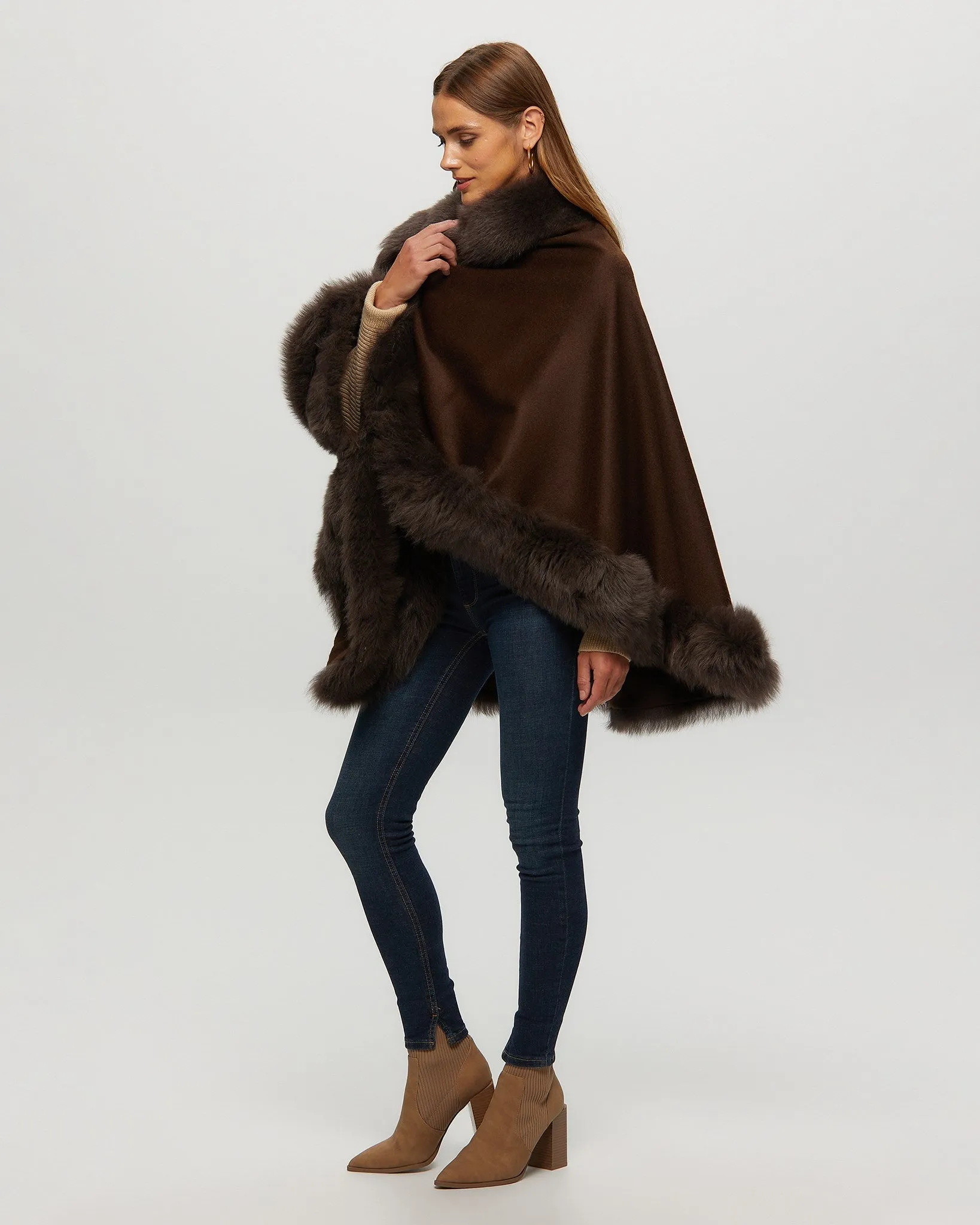 Cashmere Cape with Toscana Shearling Lamb Trim