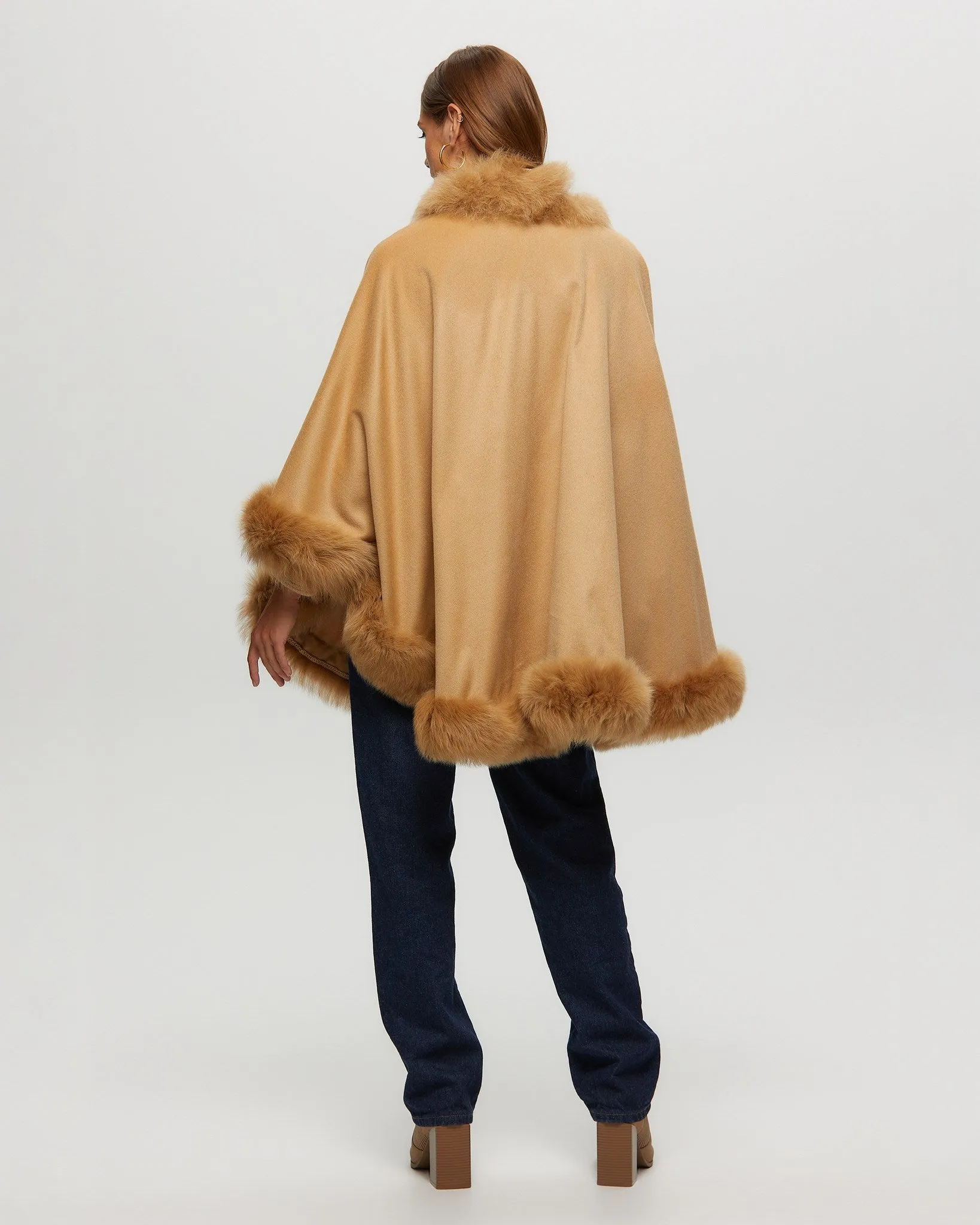 Cashmere Cape with Toscana Shearling Lamb Trim