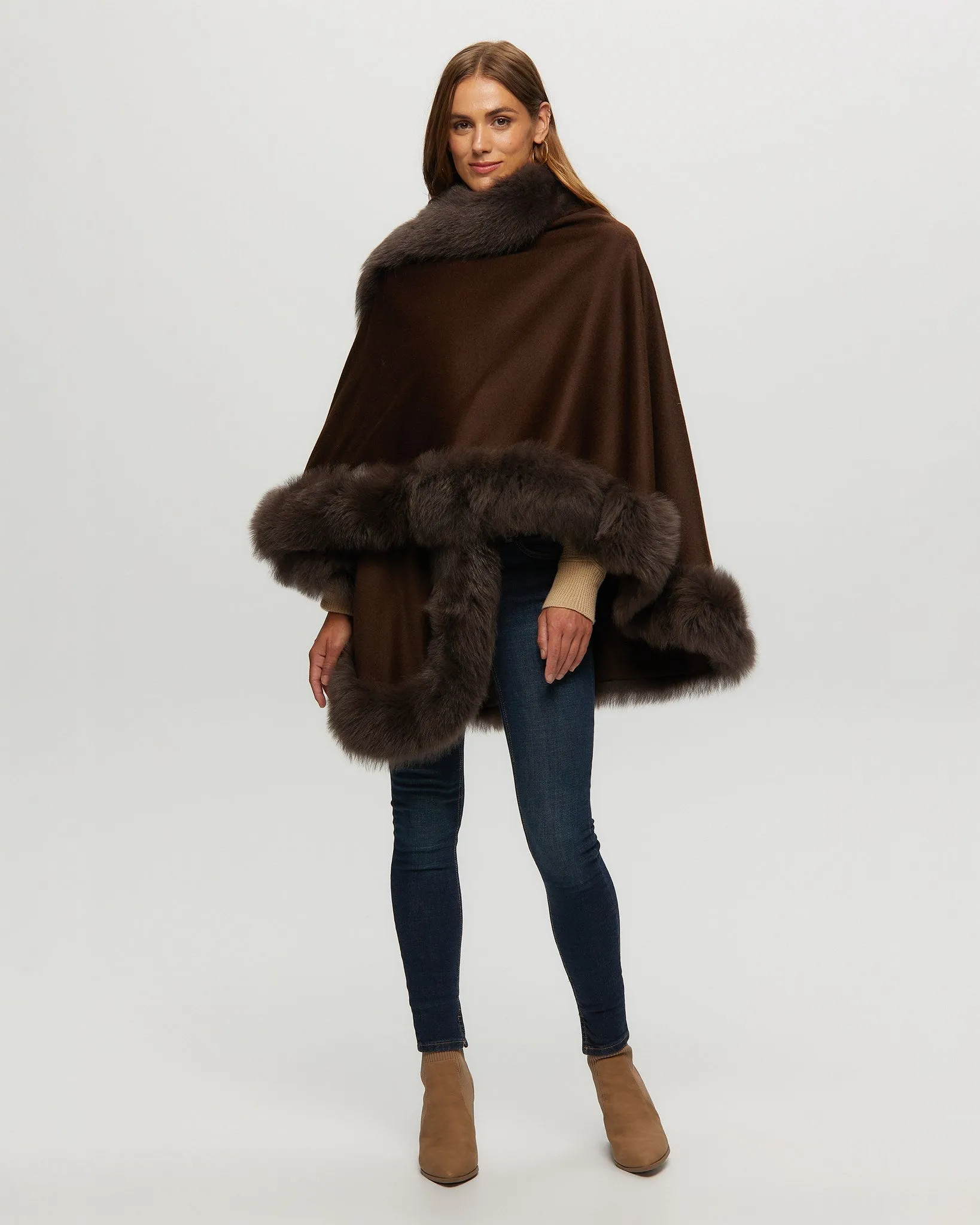 Cashmere Cape with Toscana Shearling Lamb Trim