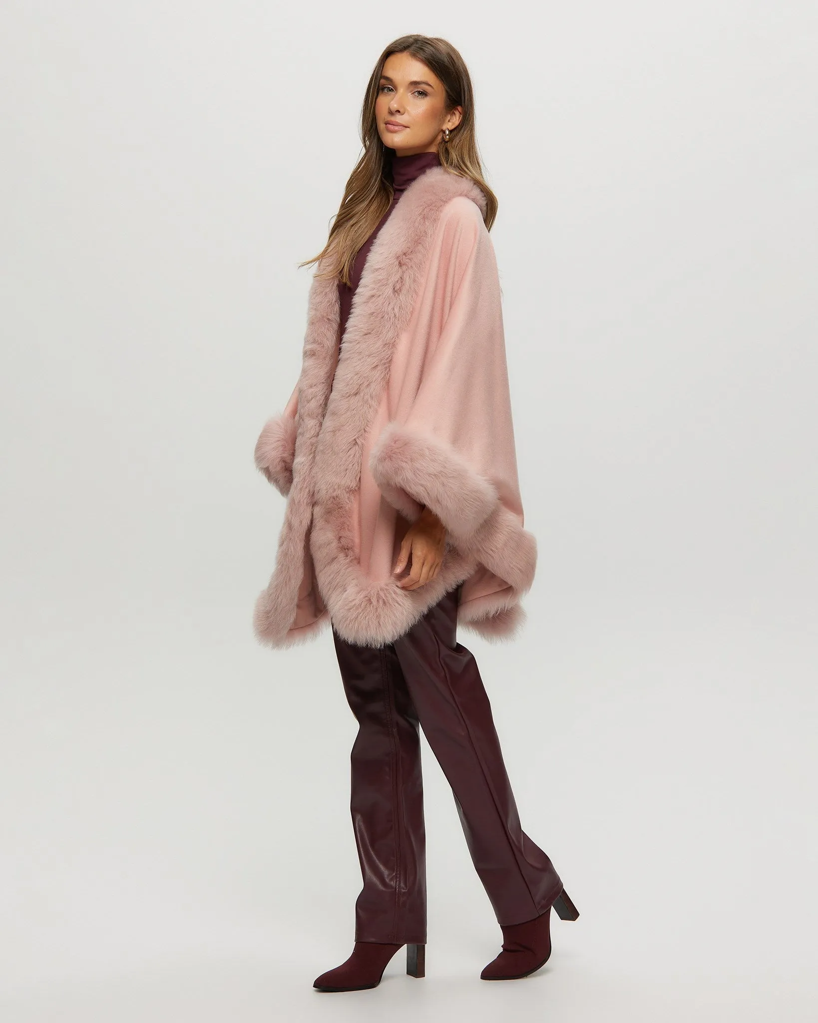 Cashmere Cape with Toscana Shearling Lamb Trim