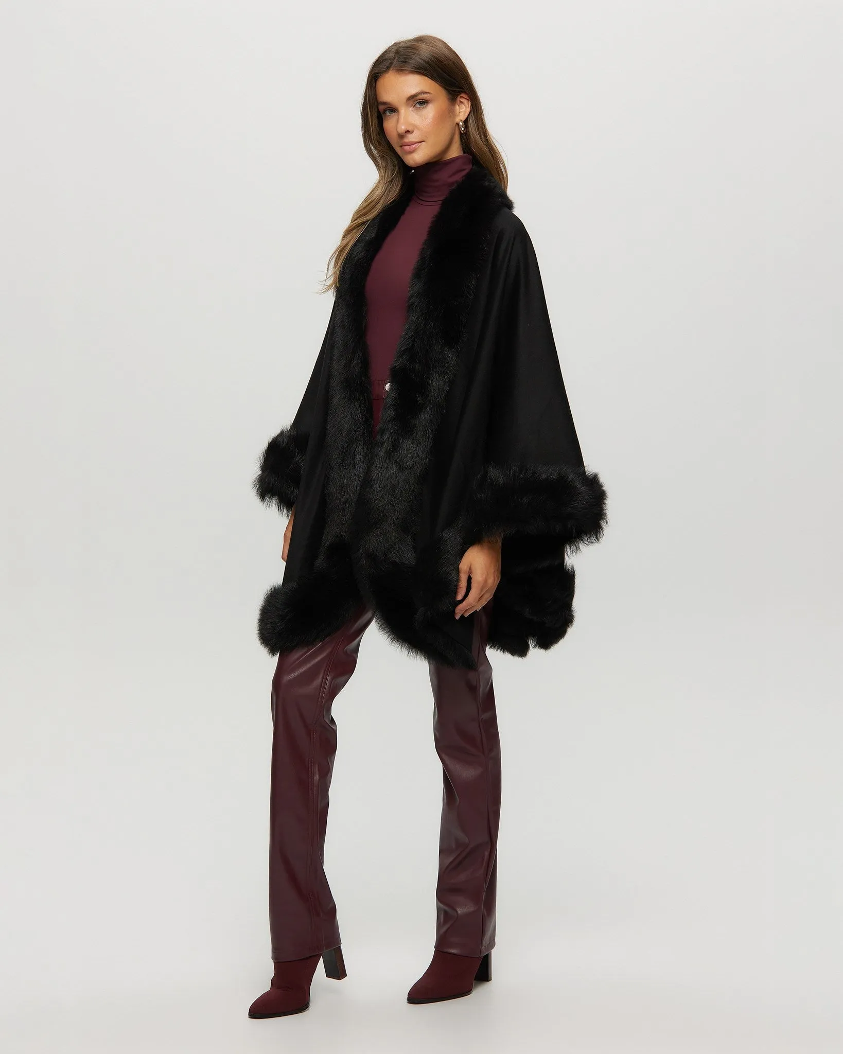 Cashmere Cape with Toscana Shearling Lamb Trim