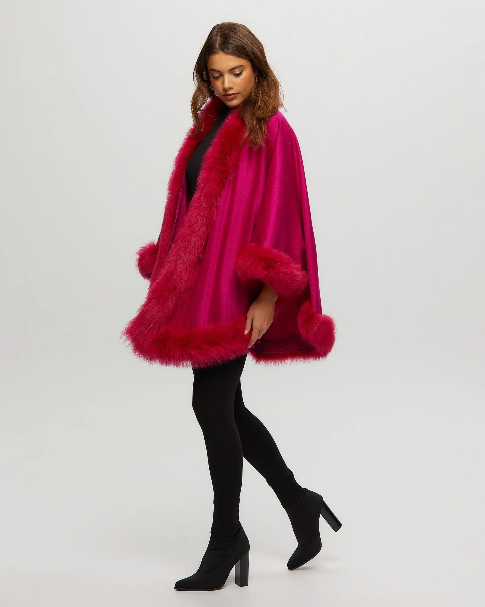 Cashmere Cape with Toscana Shearling Lamb Trim